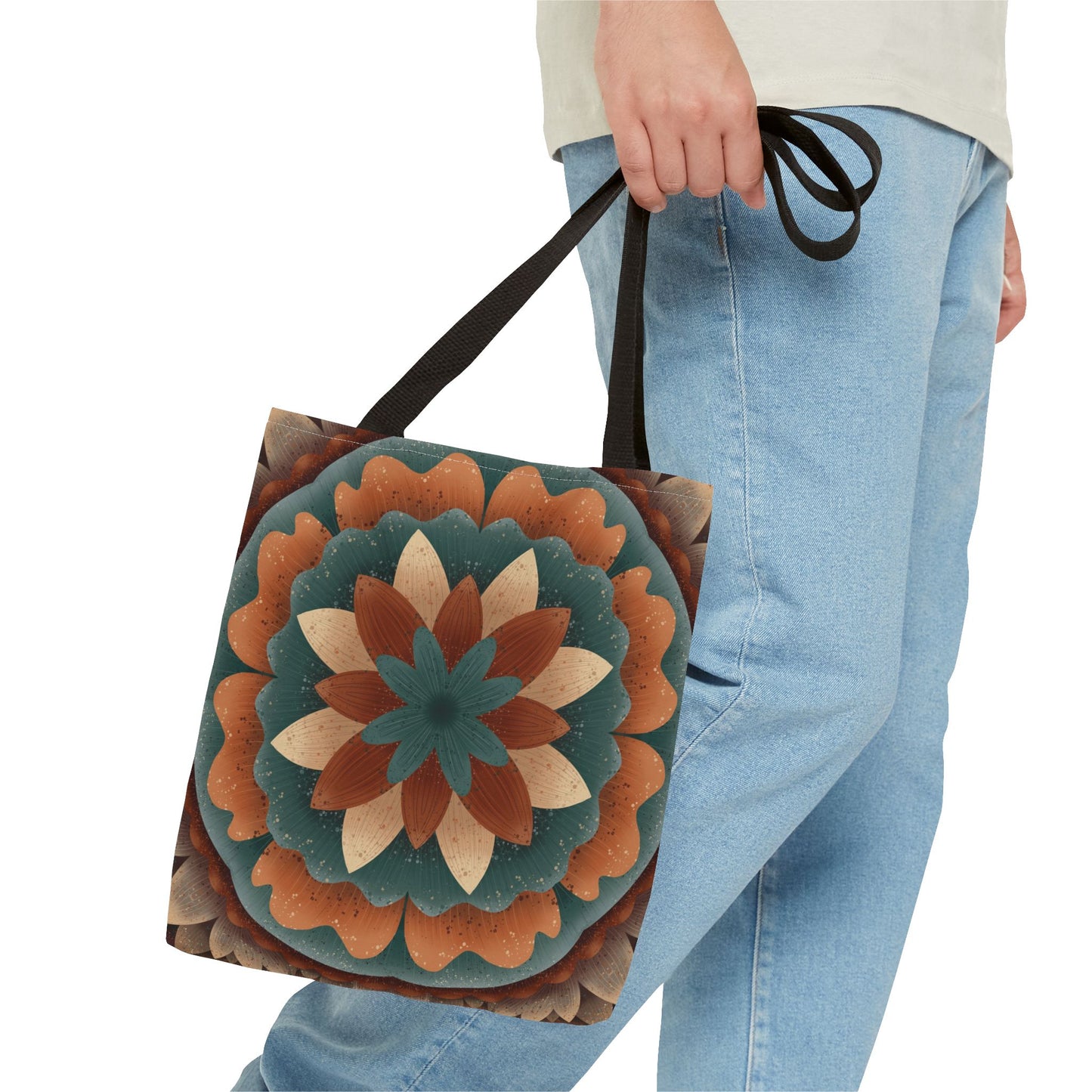 Harvest Harmony Mandala Tote Bag, Fall Vibes Market Bag, Boho Eco-Friendly Shopping Tote, Mandala Print Shoulder Bag, Hippie Reusable