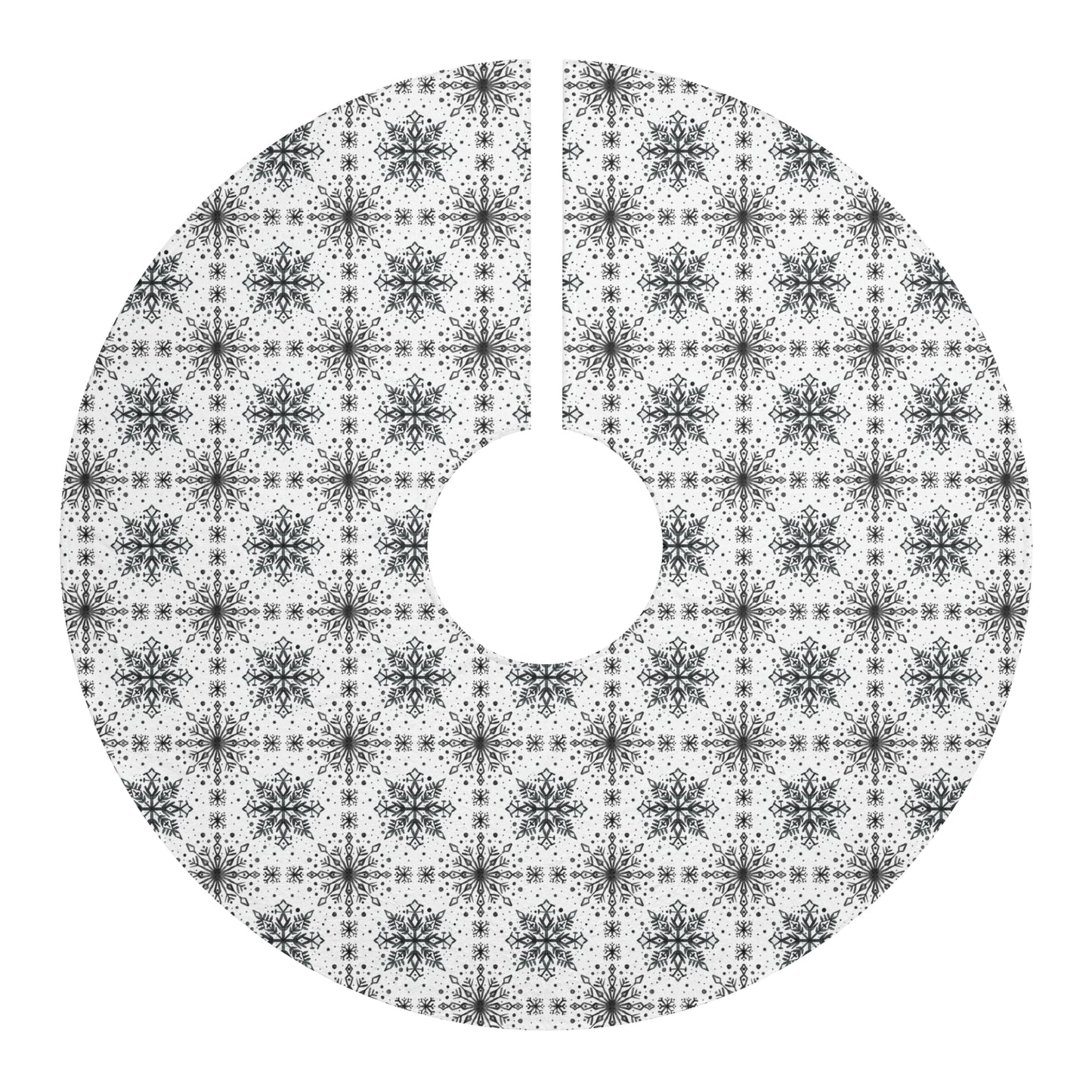 Tree Skirt - Watercolor Snowflake design by Anndria - Black and White