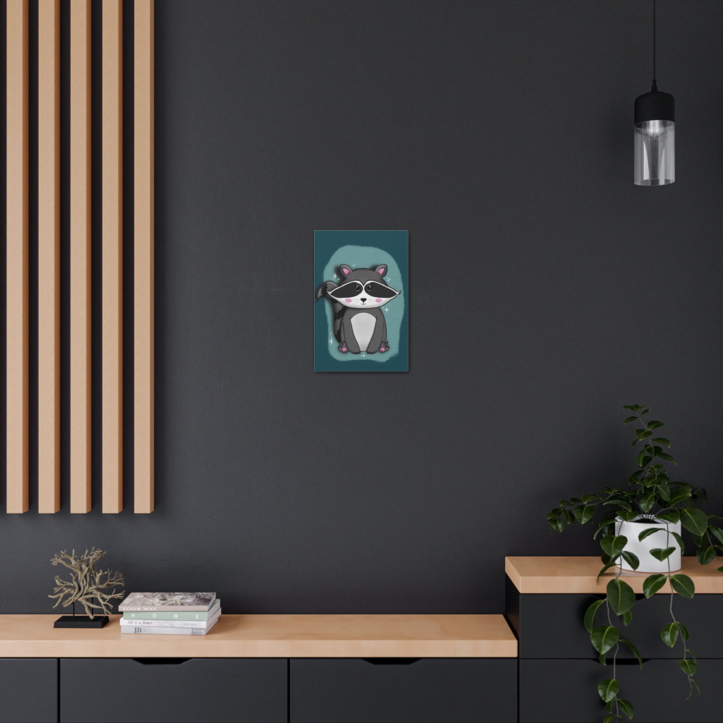 Canvas Prints, Midnight Mischief Raccoon Wall Art, Animal Lover Gift, Cute Wildlife Decor, Anndria Artwork, Home Office Decoration, Nursery