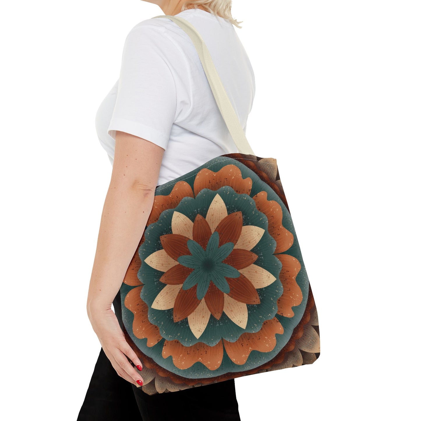 Harvest Harmony Mandala Tote Bag, Fall Vibes Market Bag, Boho Eco-Friendly Shopping Tote, Mandala Print Shoulder Bag, Hippie Reusable