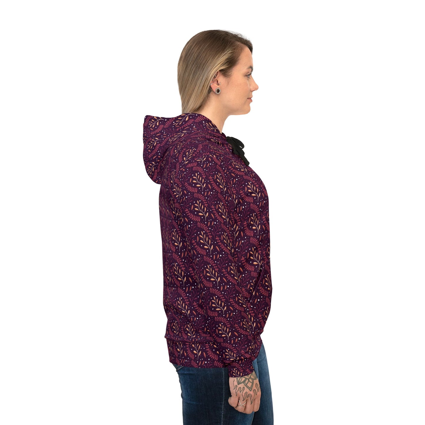 Midnight Orange Forest Athletic Hoodie by Anndria