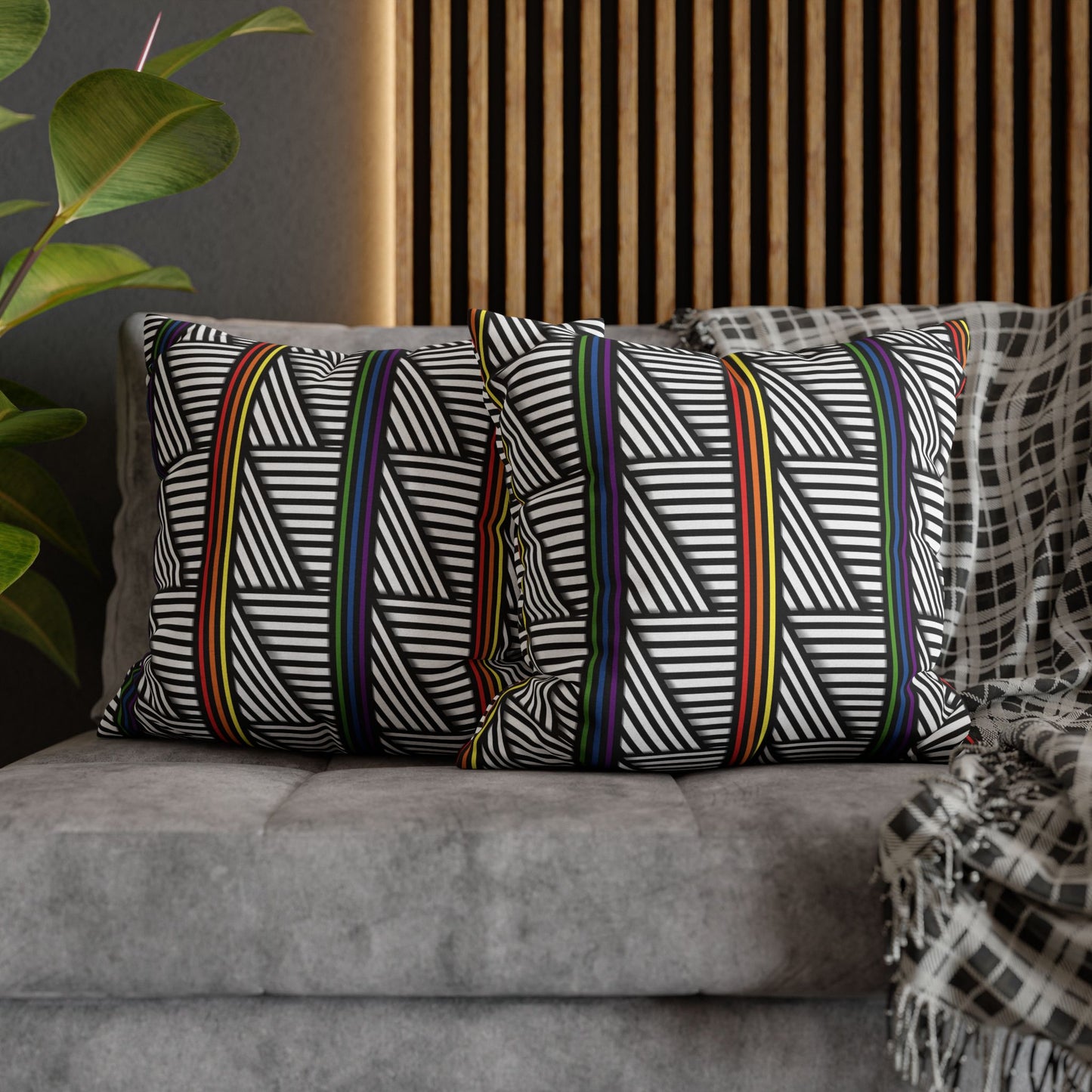 Geometric Striped Pride Pillowcase - Modern Home Décor, Stylish Accent for Living Room