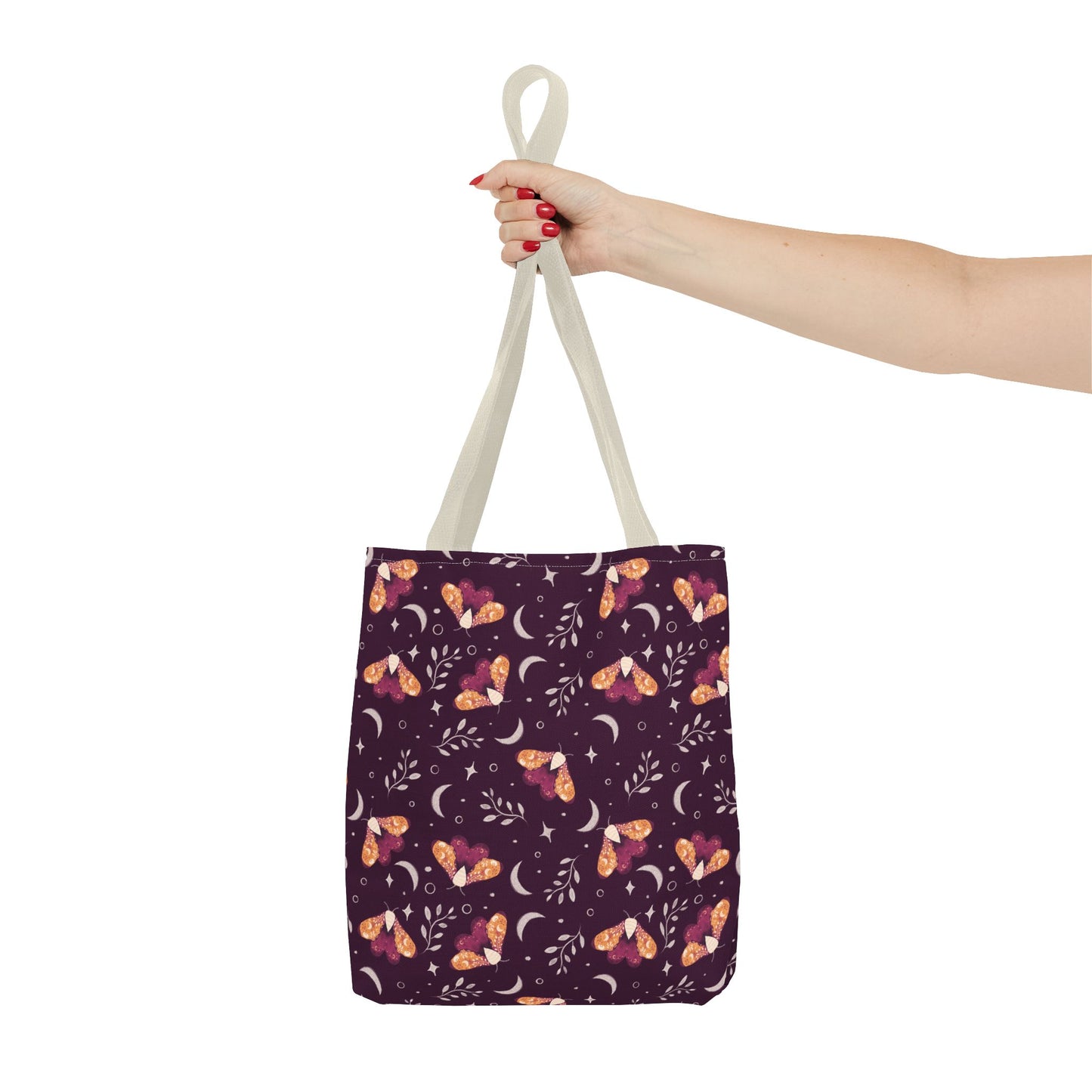 Moth Tote Bag Orange - Witchy Aesthetic Design by Anndria