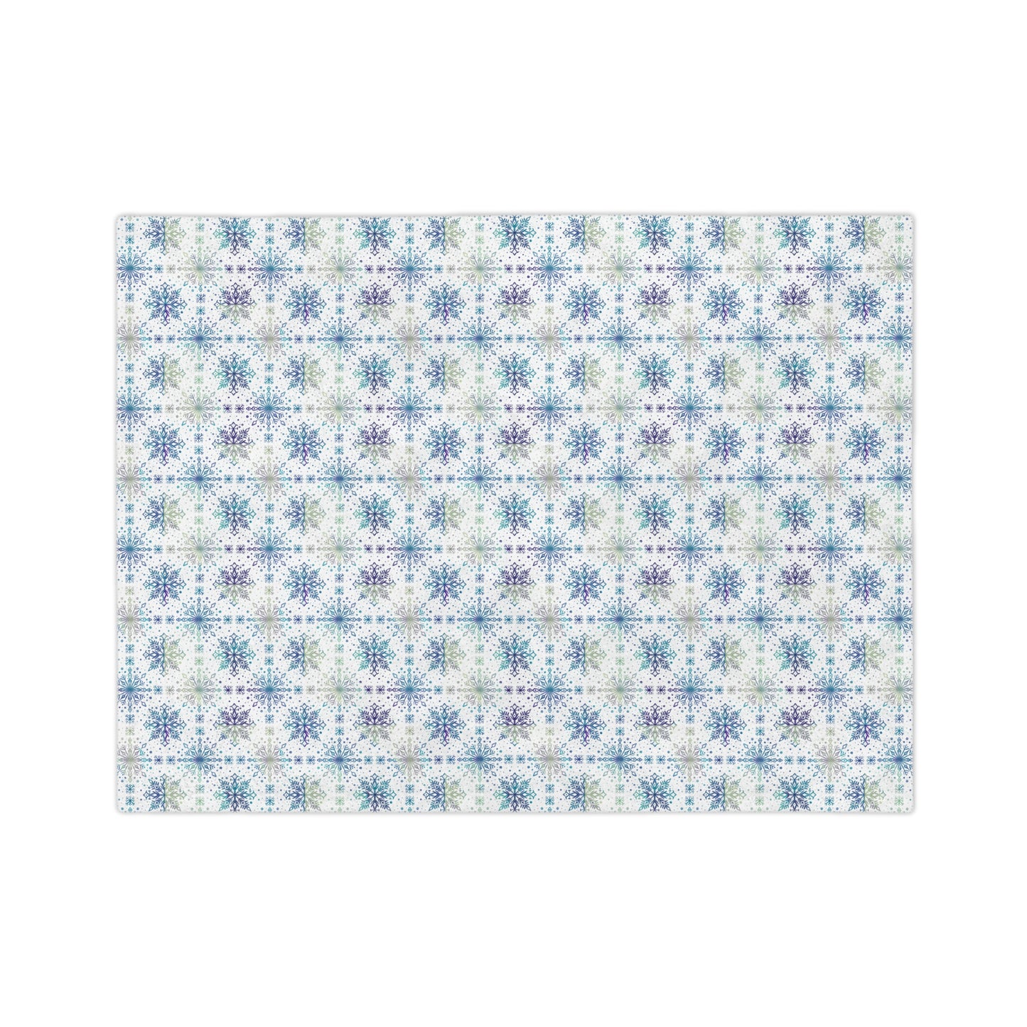 Velveteen Microfiber Blanket - Watercolor Snowflake Design by Anndria - Frosty teal, purple and green