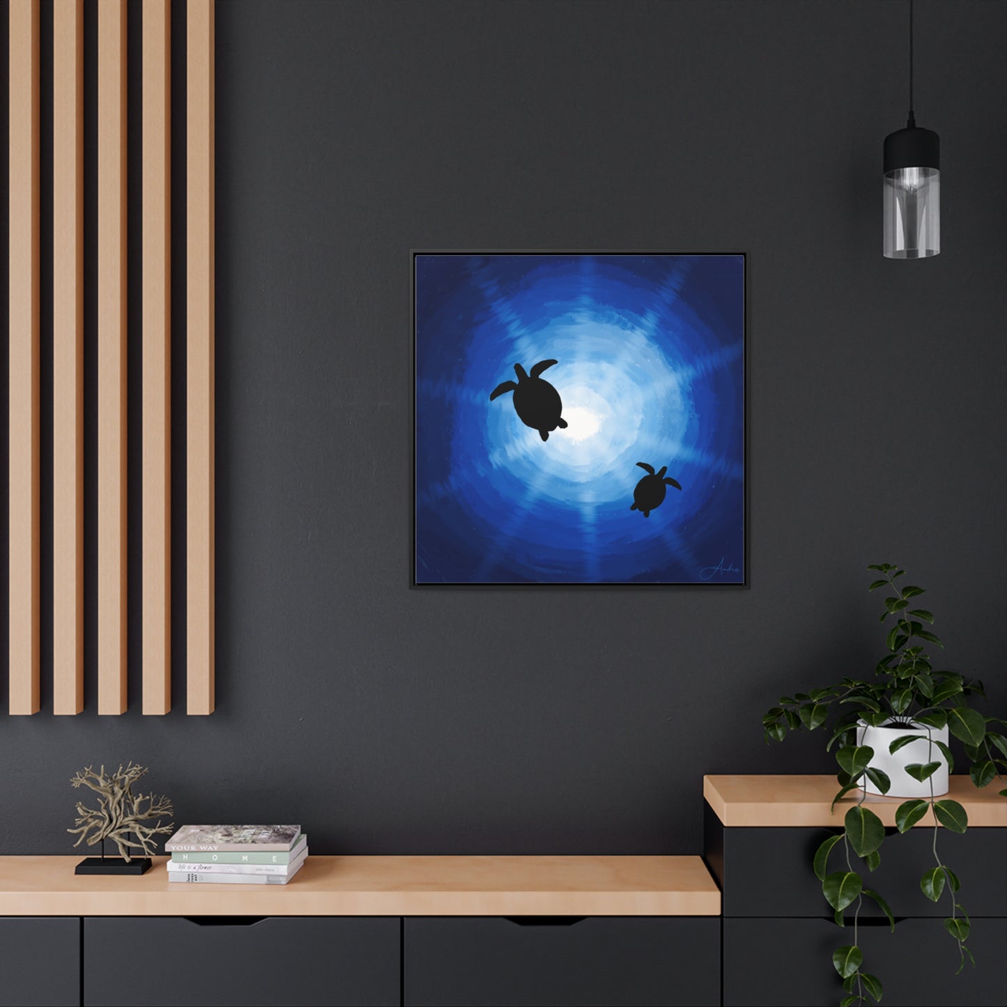 Canvas Wraps, Rays of Sun and Sea Turtles, Hand Drawn by Anndria