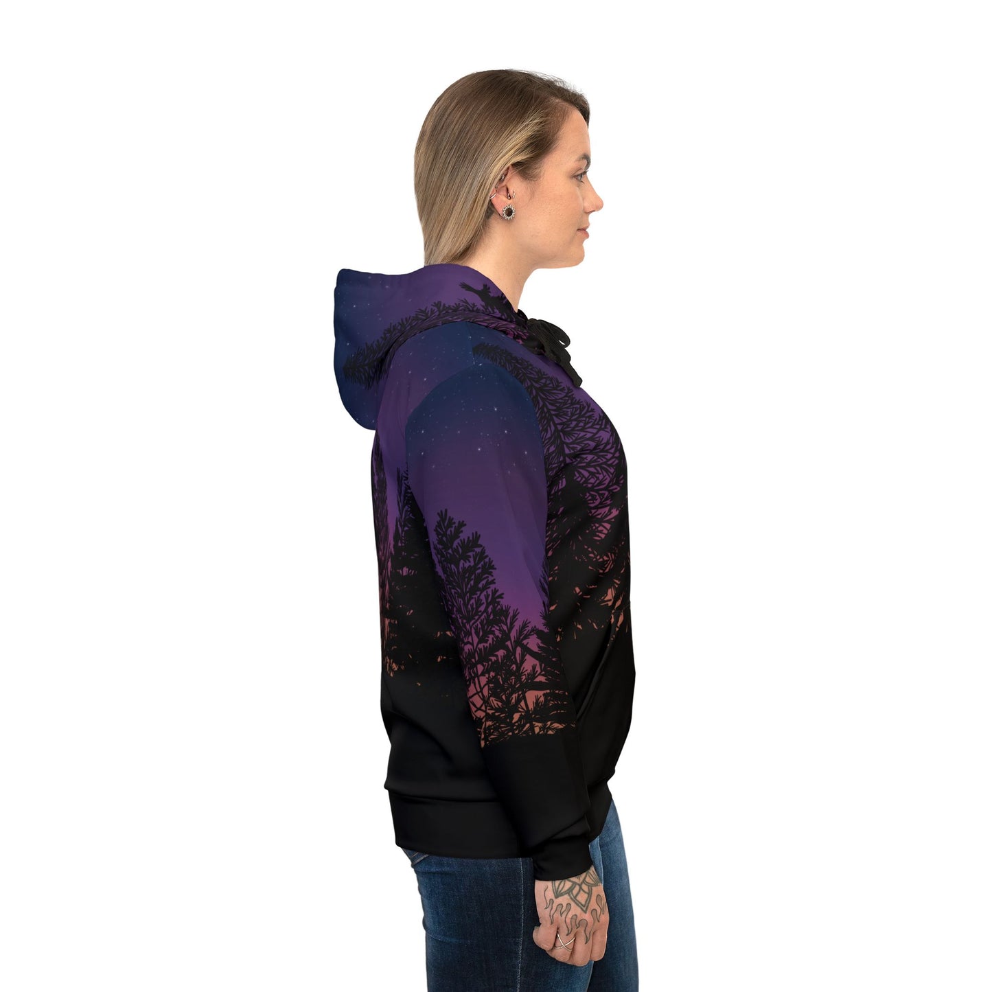 Starry Night Forest Athletic Hoodie - Outdoor Adventure Wear