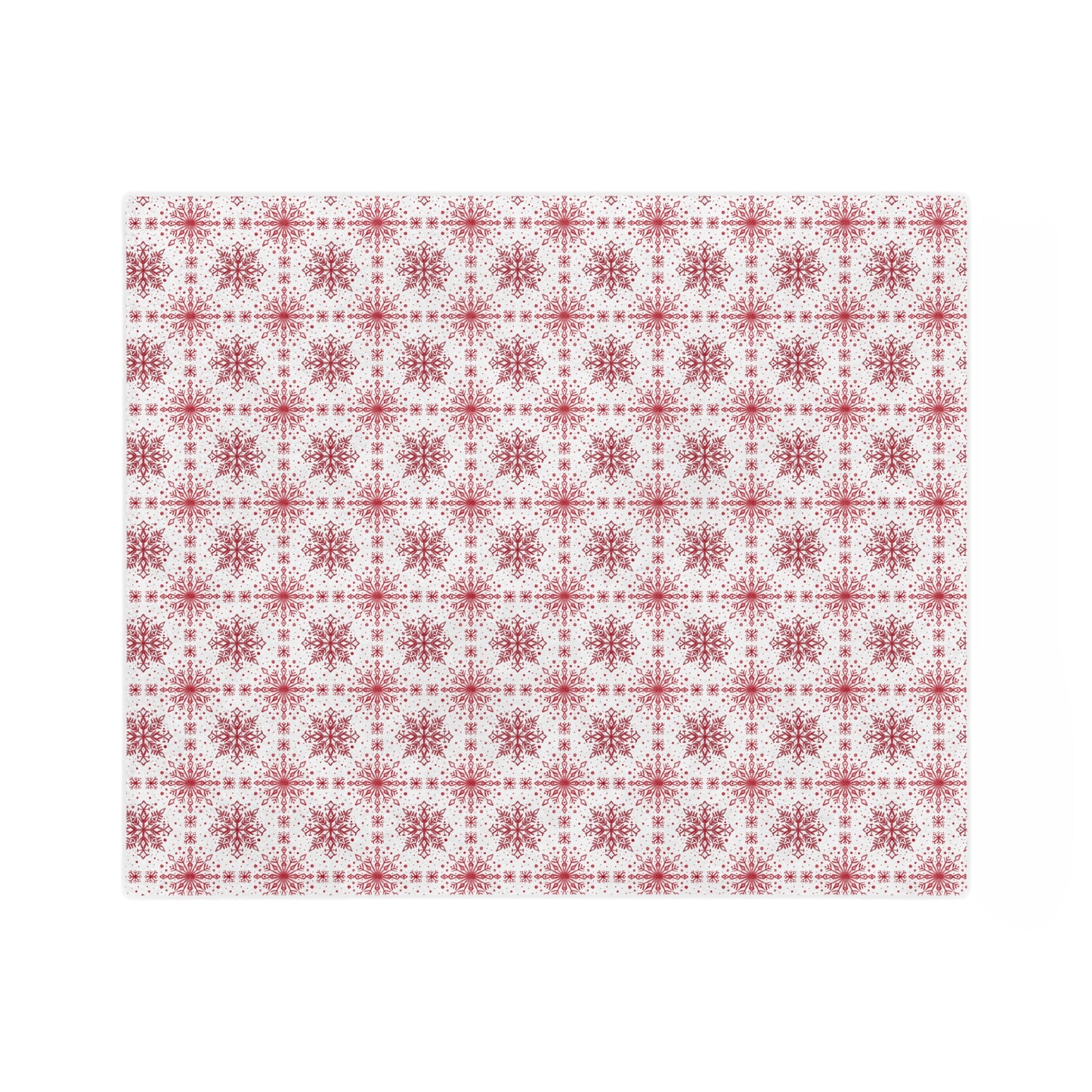 Velveteen Microfiber Blanket - Watercolor Snowflake Design by Anndria - Red and White