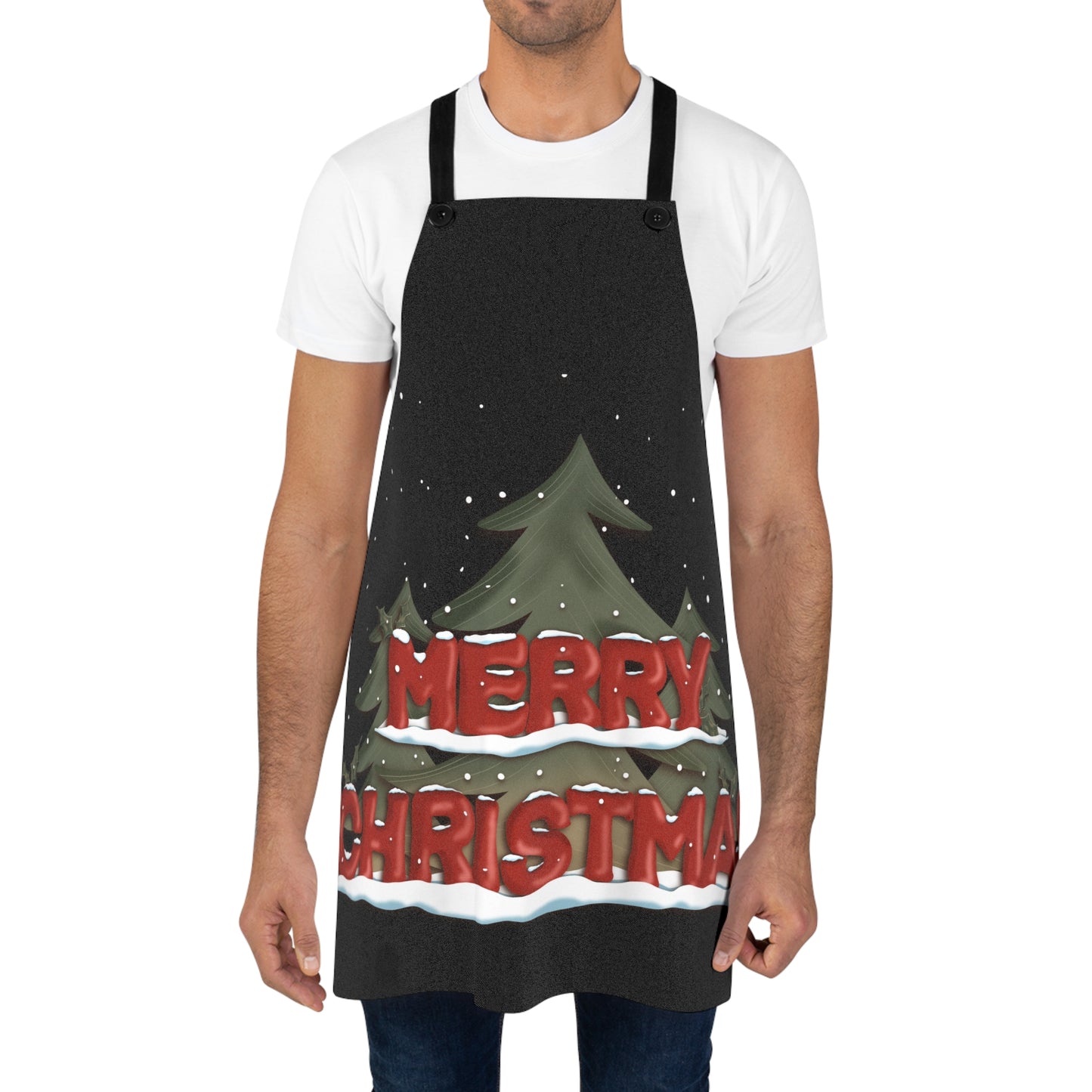 Christmas Apron with Snowy Letters by Anndria