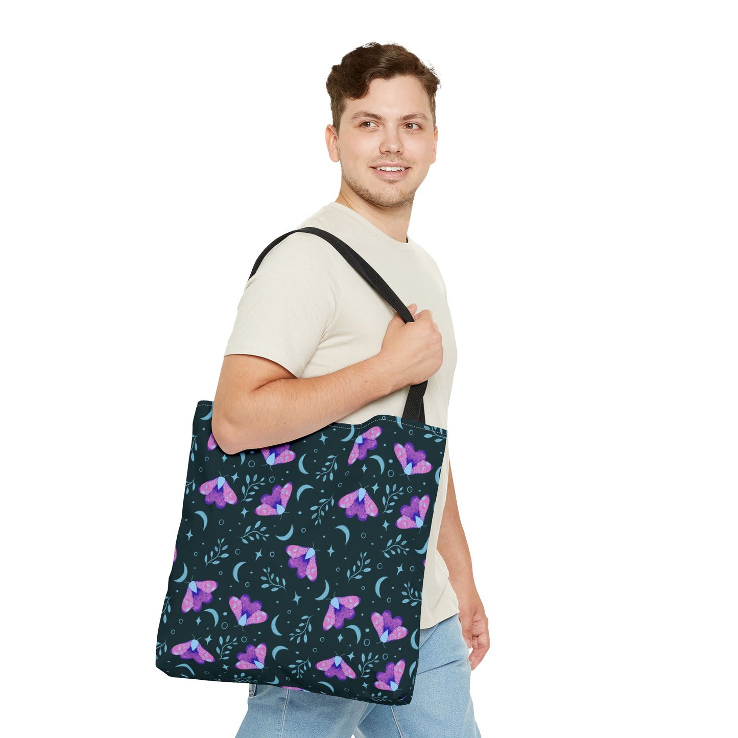 Moth Tote Bag Vibrant - Witchy Aesthetic Design by Anndria