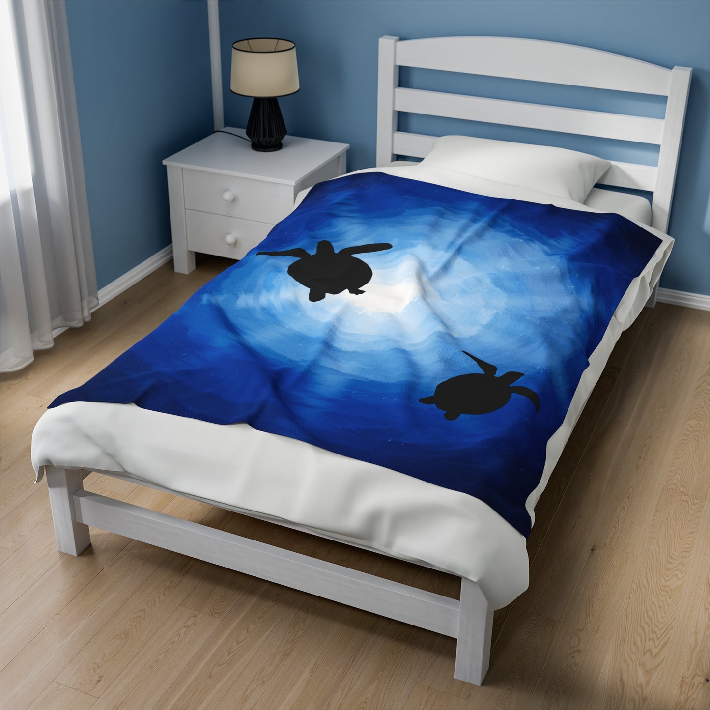Plush Blanket - Sea Turtles Swimming Through Sun Rays Drawn by Anndria