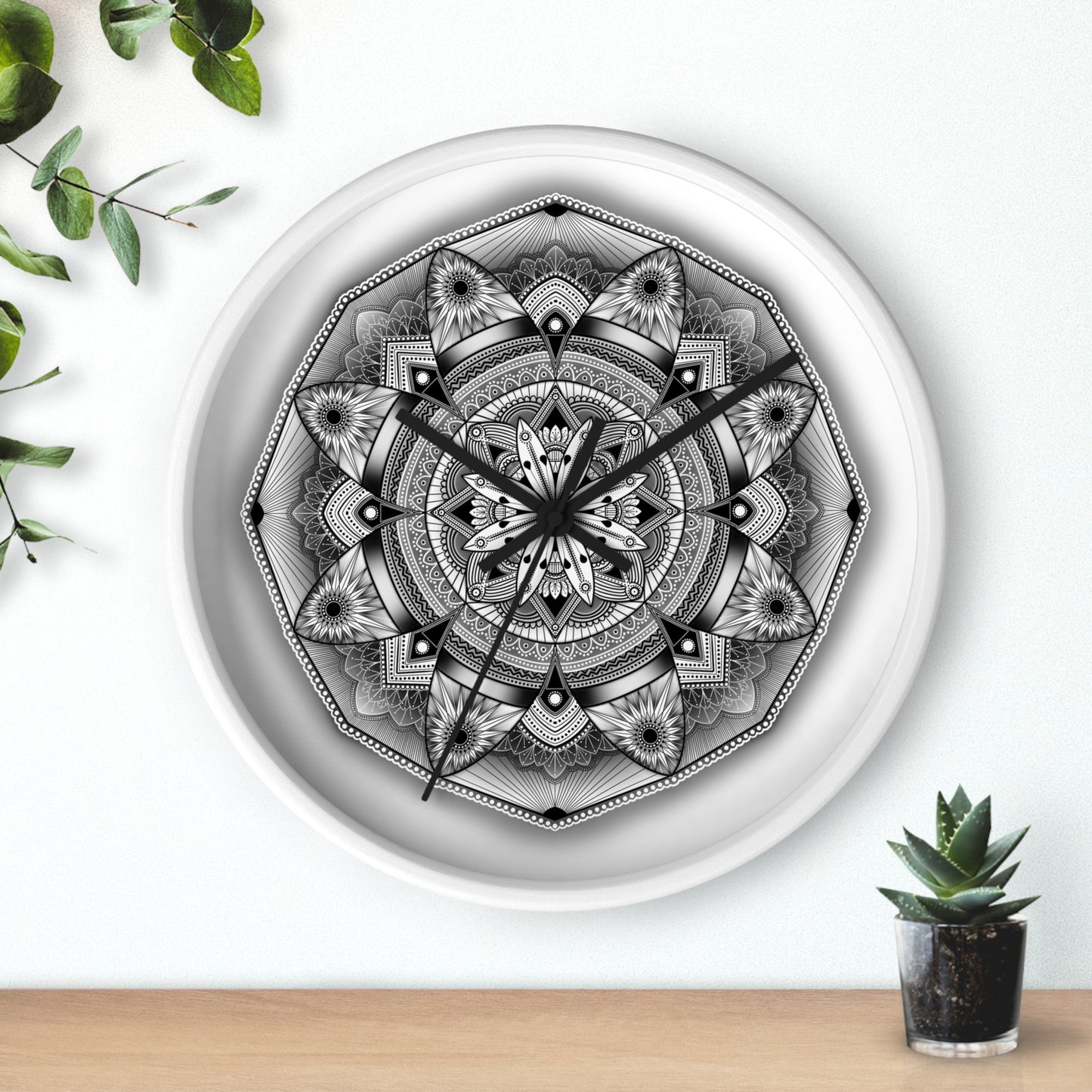 Mandala Wall Clock, Black and White Boho Home Decor, Unique Mandala Artwork, Modern Wall Clock, Mandala Design Decor, Mandala Clock