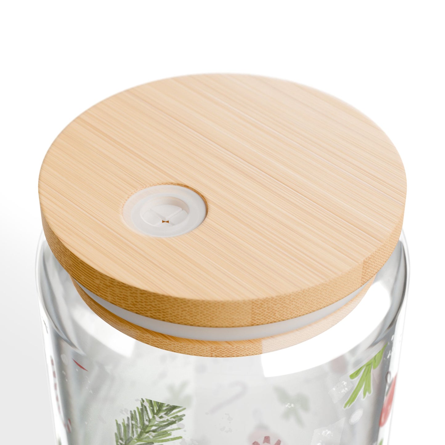 Sipper Glass Christmas Trimings Watercolor Design 16oz