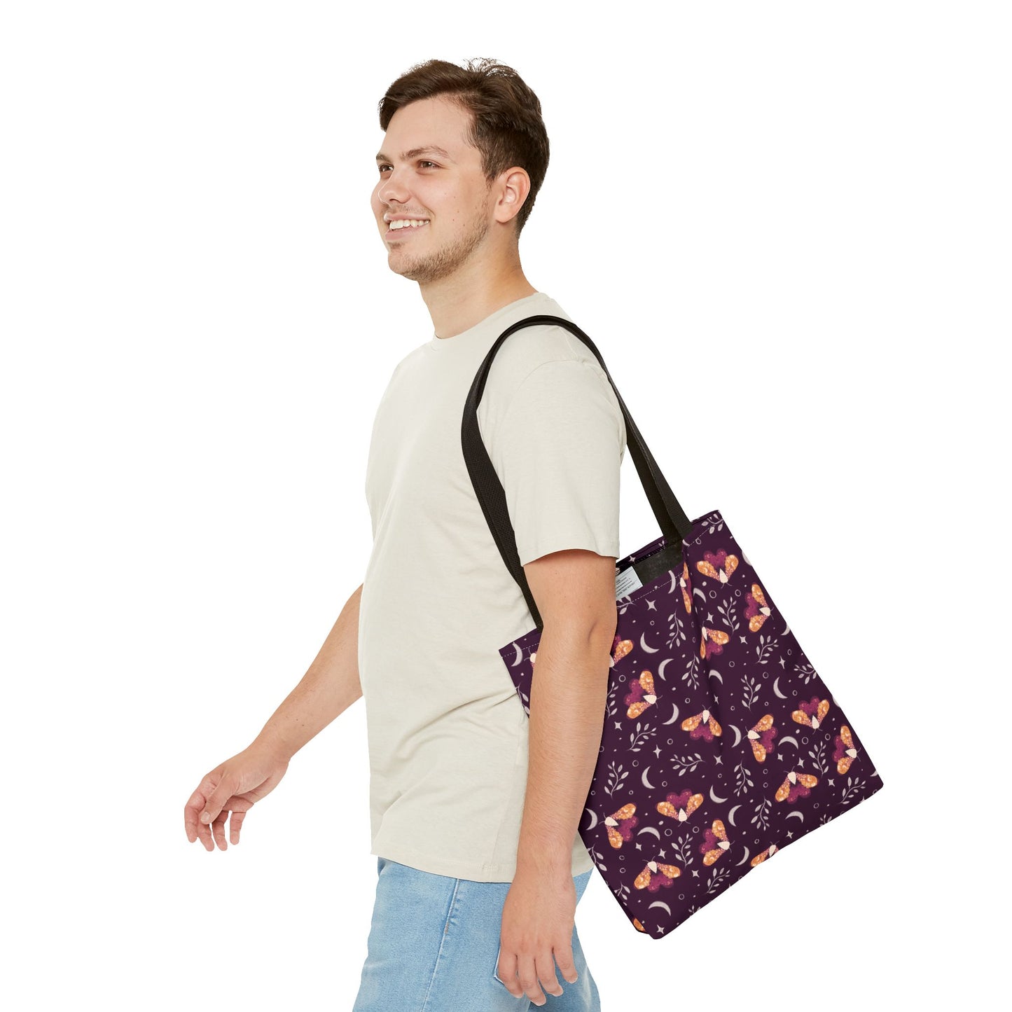 Moth Tote Bag Orange - Witchy Aesthetic Design by Anndria