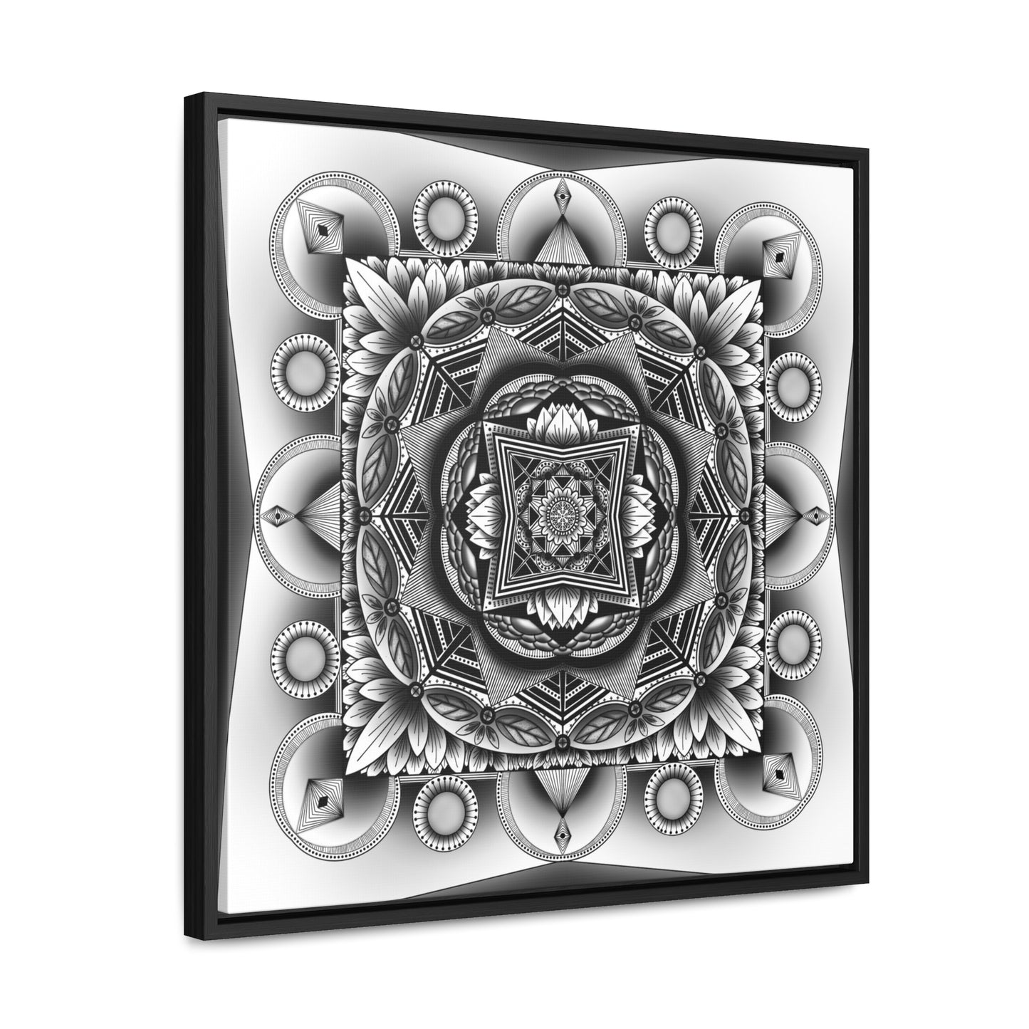Square Frame Canvas Print, Black and White Mandala Artwork by Anndria, Gallery Wall Decor, Minimalist Home Decoration, Zen Meditation Gift,