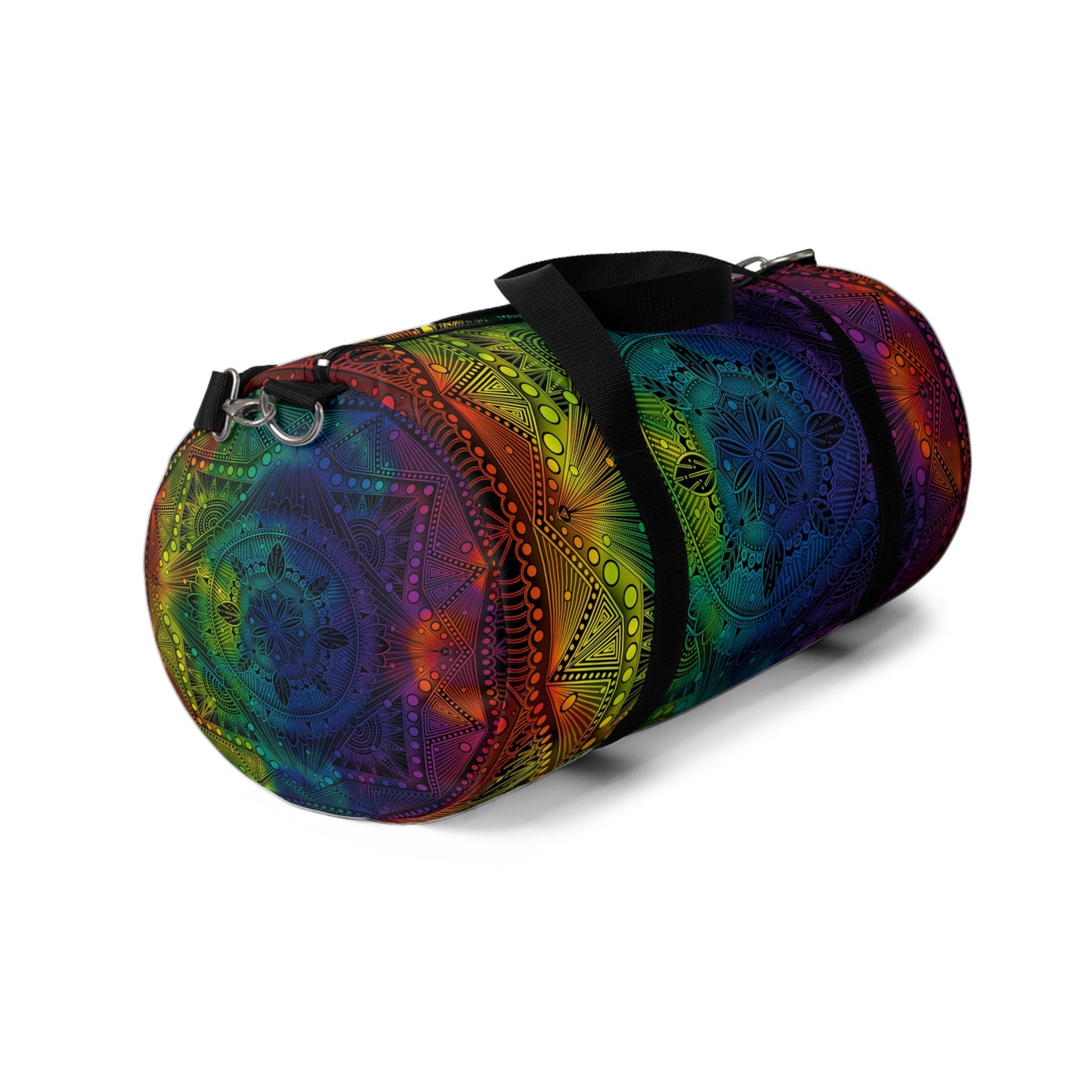 Rainbow Mandala Duffel Bag, Holographic Hiking Gym Weekend Travel Accessories, Custom Anndria Design, Unique Yoga Fitness Tote, Boho