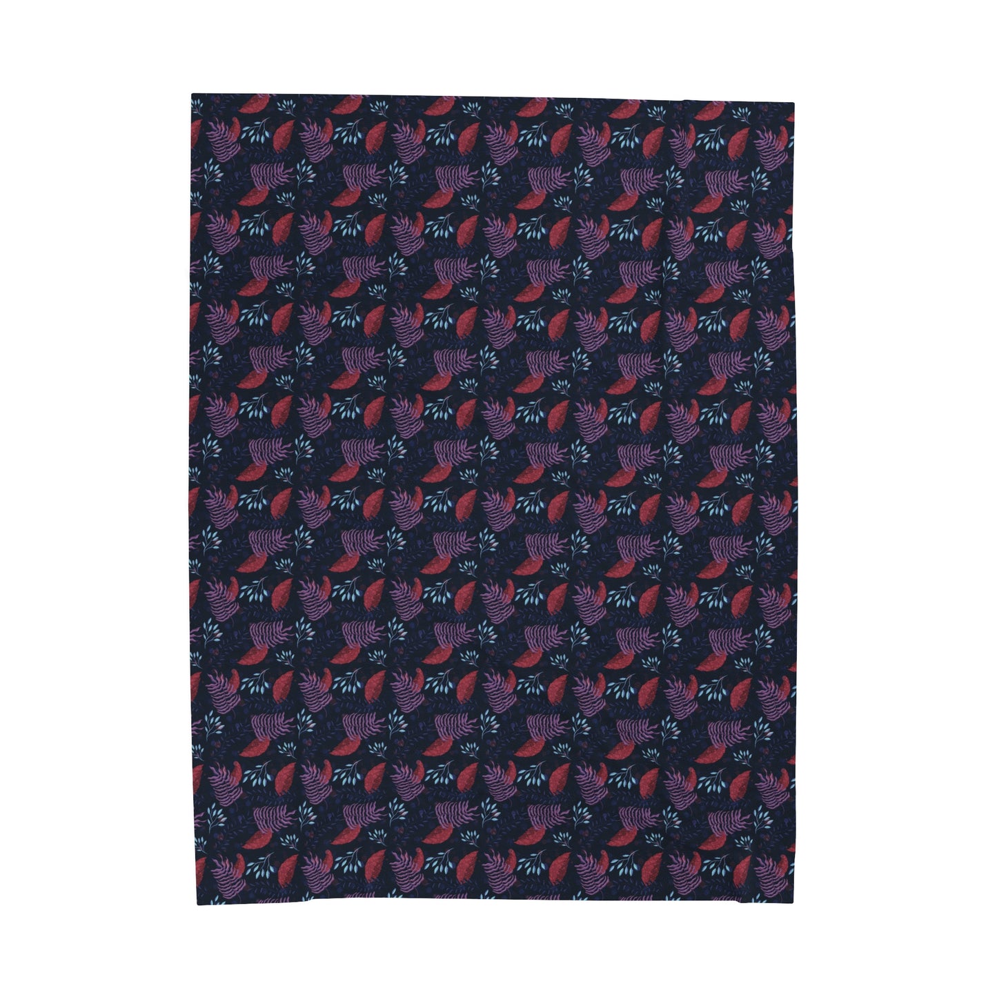 Plush Blanket - Purple, Pink and Blue Botanical Pattern by Anndria