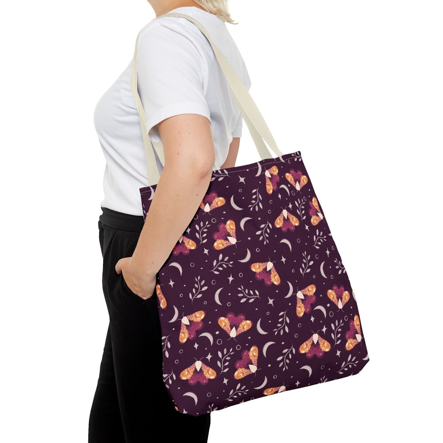 Moth Tote Bag Orange - Witchy Aesthetic Design by Anndria