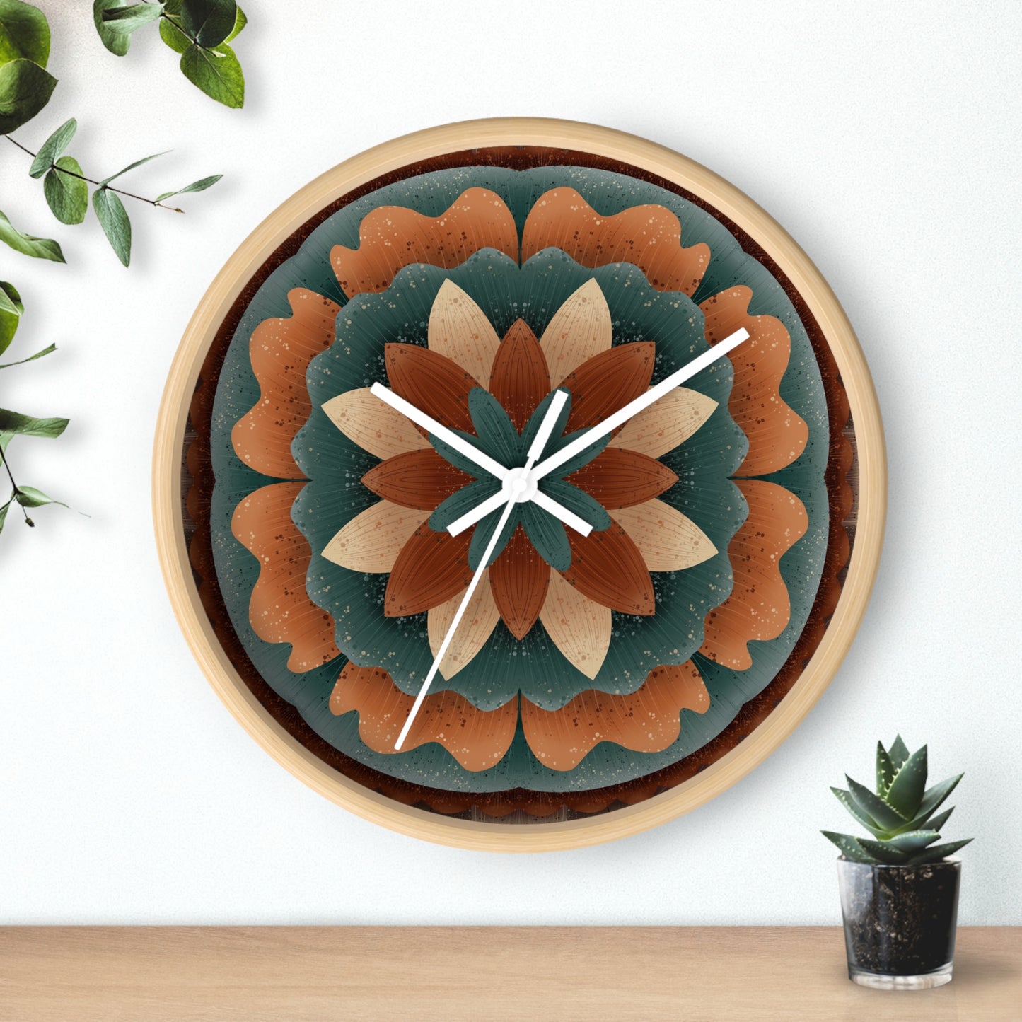 Harvest Harmony Wall Clock | 10" Wooden Frame Wall Clock by Anndria | Silent Mechanism, Unique Home Décor