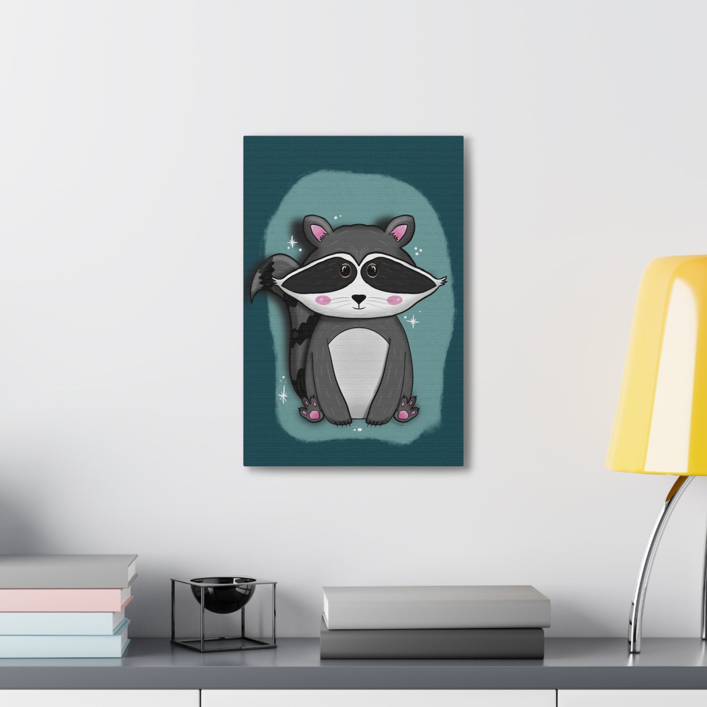 Canvas Prints, Midnight Mischief Raccoon Wall Art, Animal Lover Gift, Cute Wildlife Decor, Anndria Artwork, Home Office Decoration, Nursery