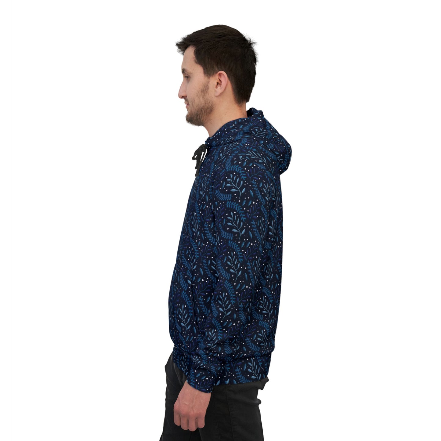 Midnight Blue Forest Athletic Hoodie by Anndria
