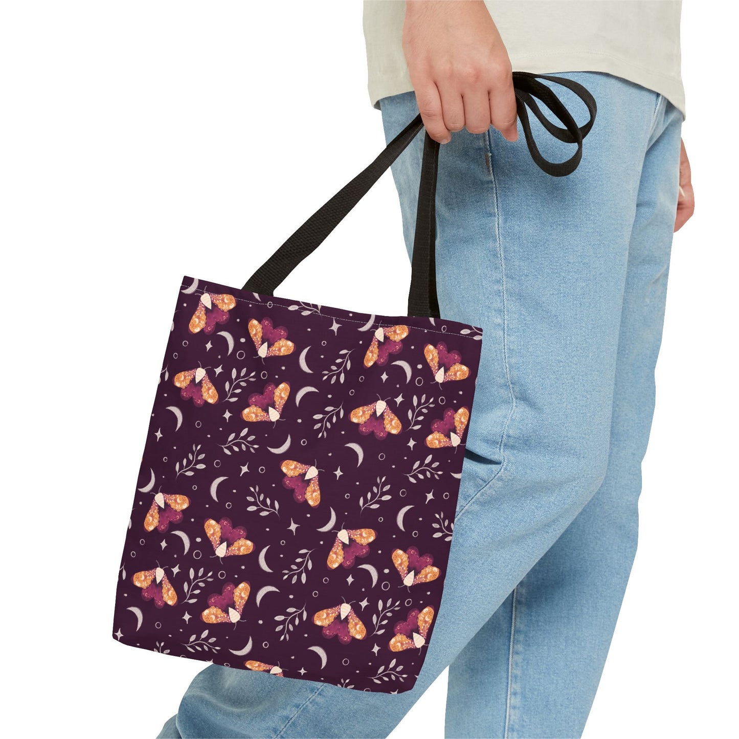 Moth Tote Bag Orange - Witchy Aesthetic Design by Anndria