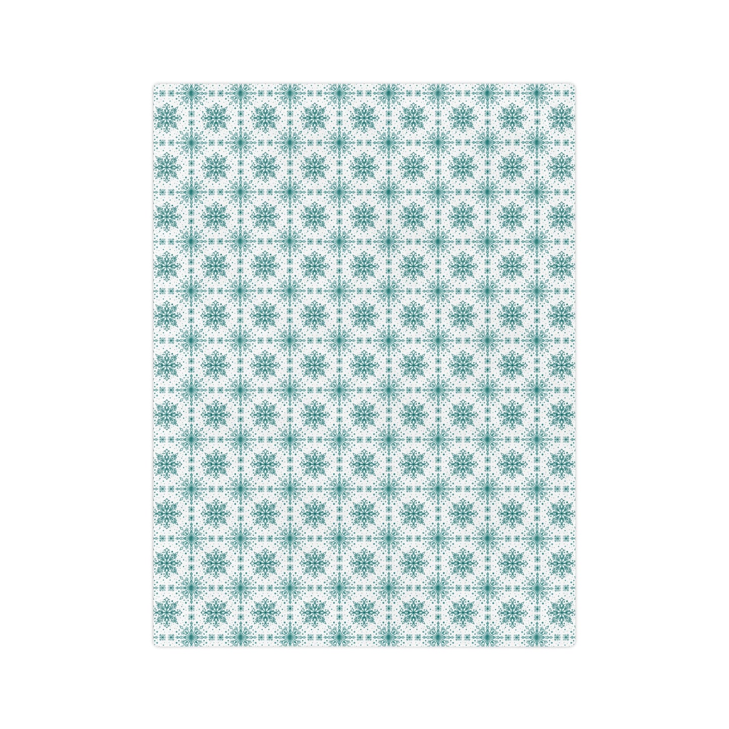 Velveteen Microfiber Blanket - Watercolor Snowflake Design by Anndria - Teal and White