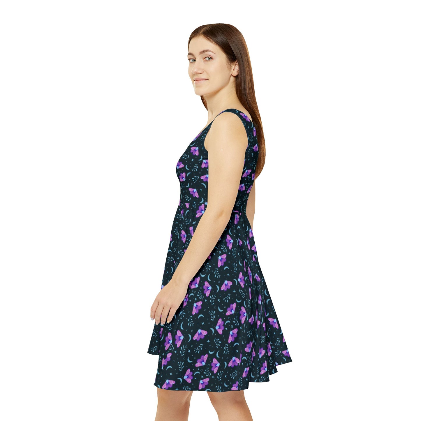 Moth Vibrant Skater Dress - Witchy Aesthetic Design by Anndria