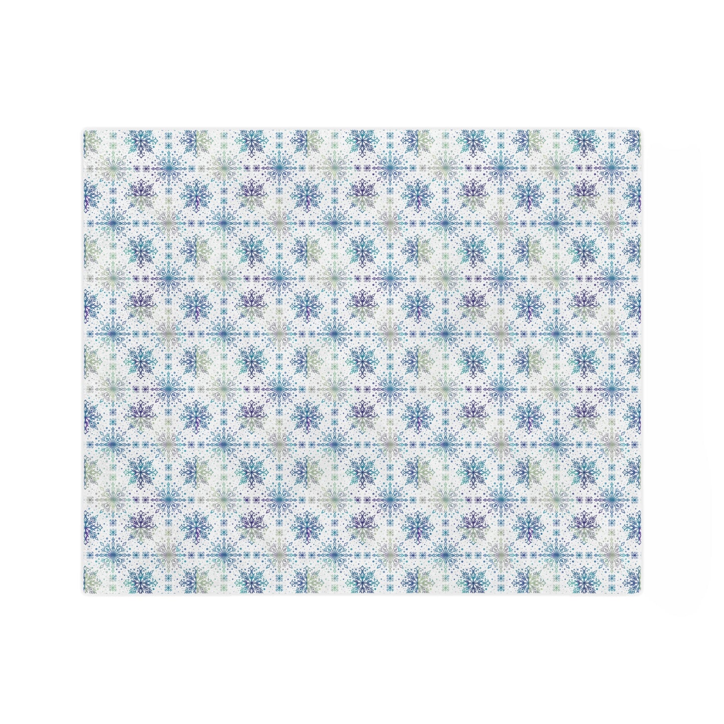 Velveteen Microfiber Blanket - Watercolor Snowflake Design by Anndria - Frosty teal, purple and green