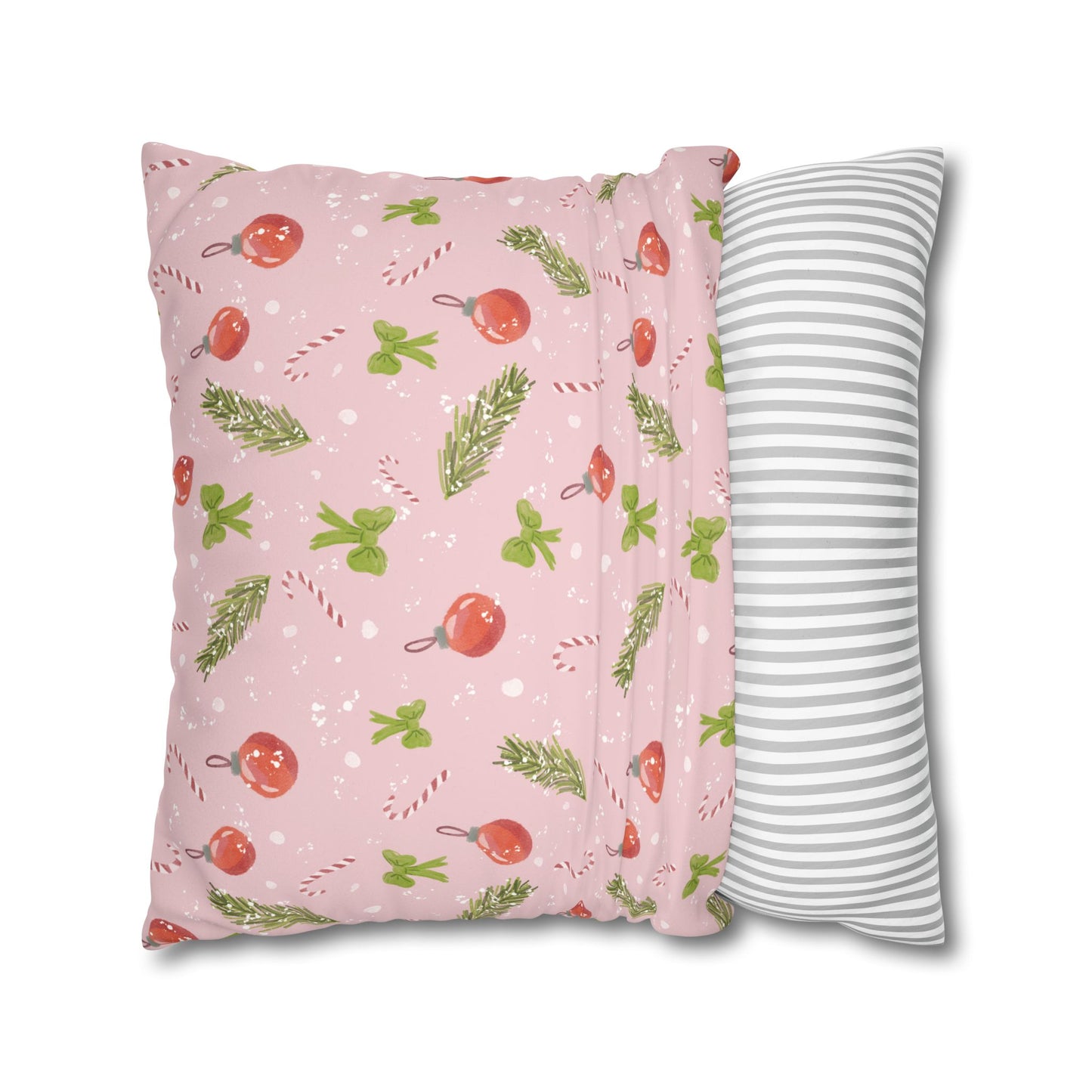 Pillowcase Watercolor Christmas Trim Pattern - Pink