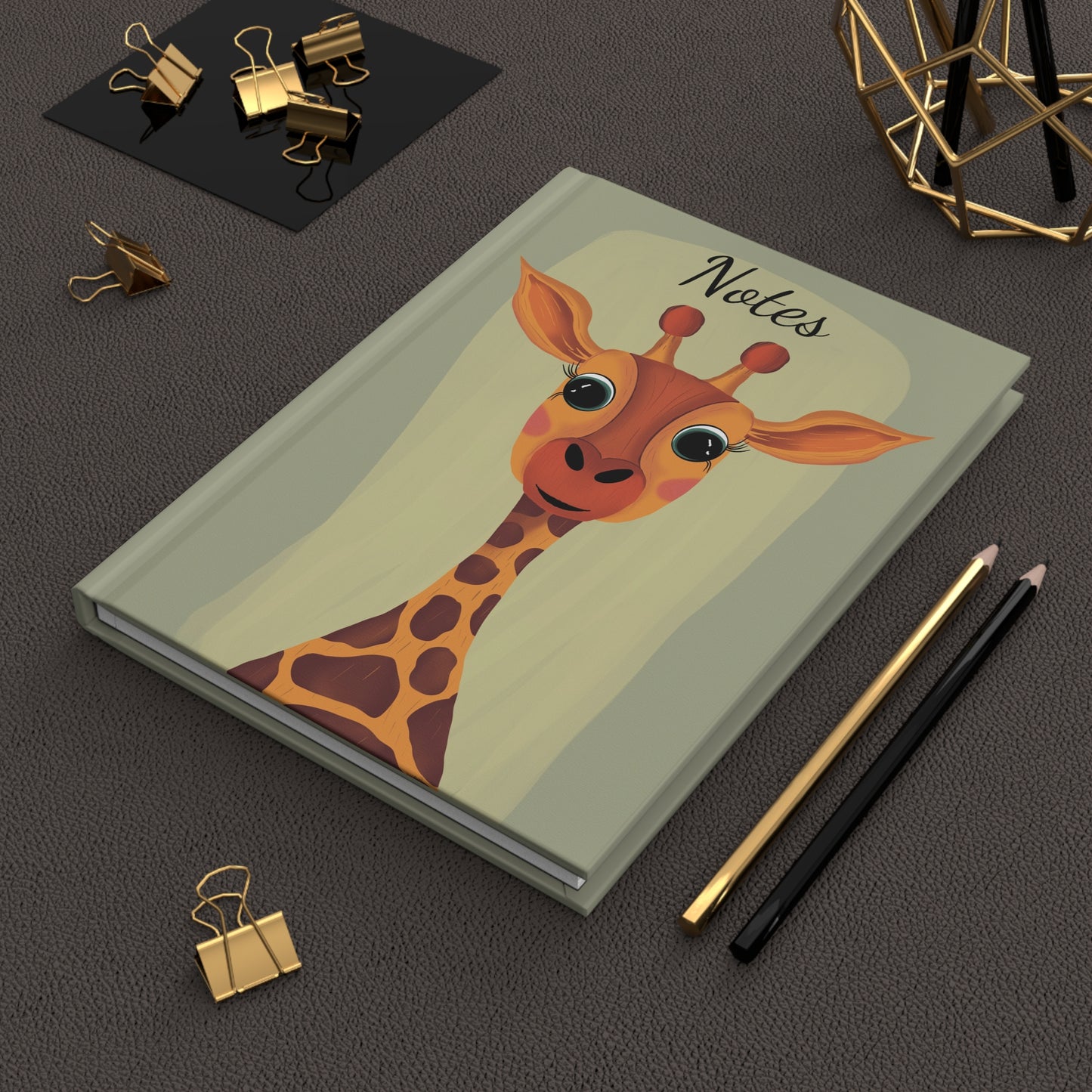 Green-Eyed Grace Hardcover Journal, Giraffe Design, Matte Cover Notebook, Blank Pages, Stationery Gift, Writing Diary, Notepad Sketchbook