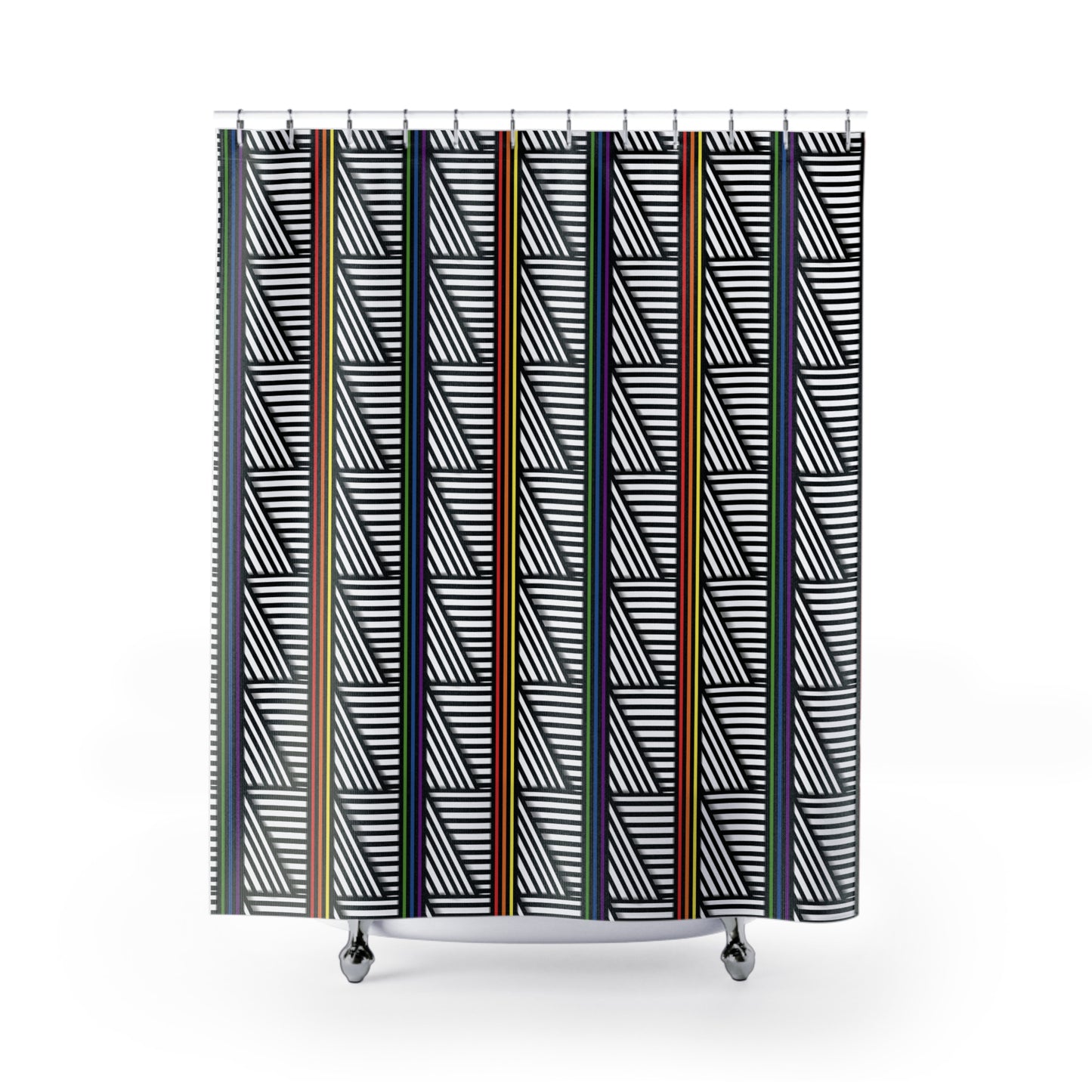 Modern Geometric Shower Curtain - Colorful Striped Pride Pattern