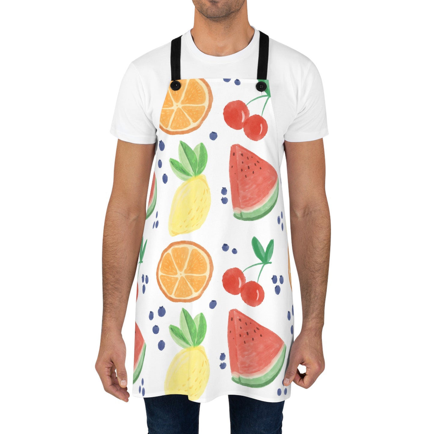 Watercolor Fruit Apron | Stylish Kitchen Apron by Anndria | Lightweight & Durable Cooking Accessory