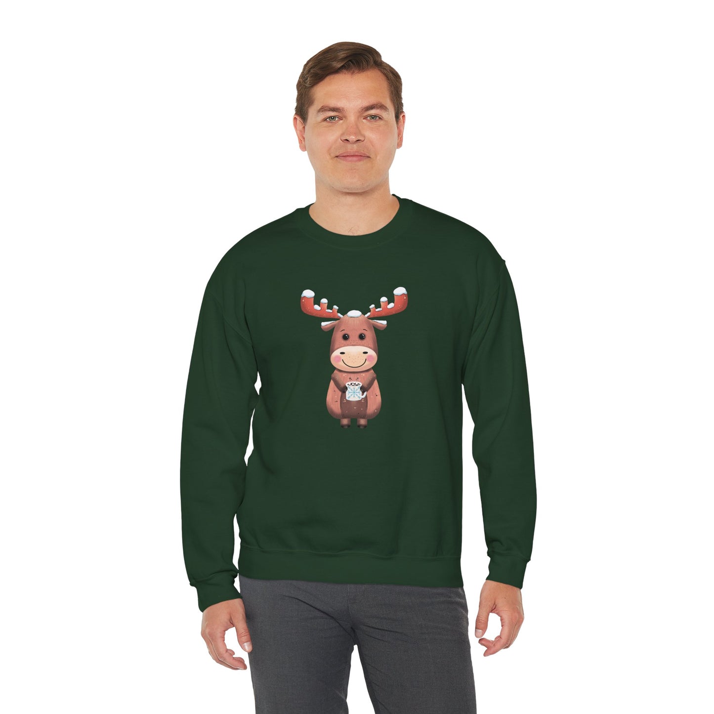 Moose Hot Chocolate Crewneck Sweatshirt by Anndria