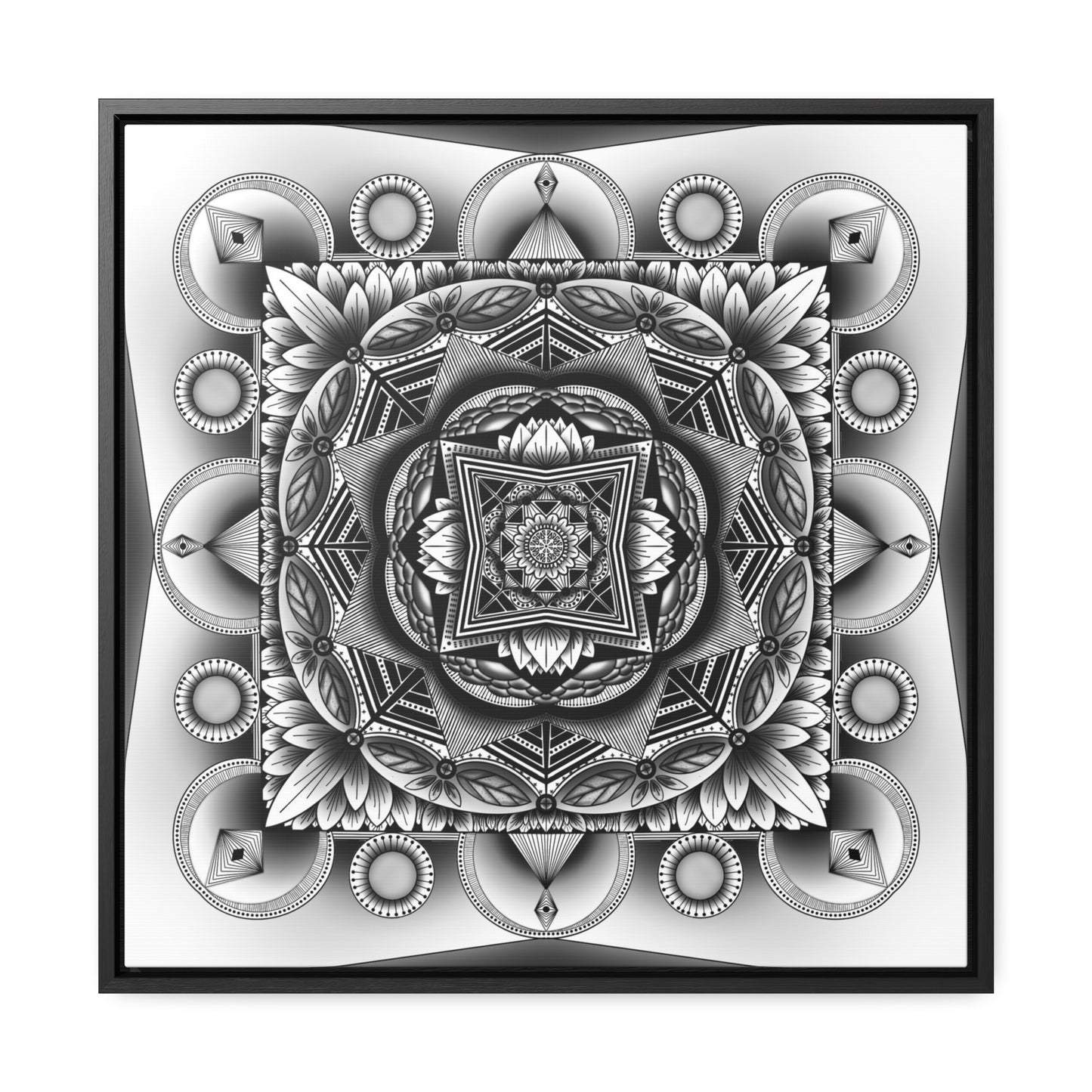 Square Frame Canvas Print, Black and White Mandala Artwork by Anndria, Gallery Wall Decor, Minimalist Home Decoration, Zen Meditation Gift,