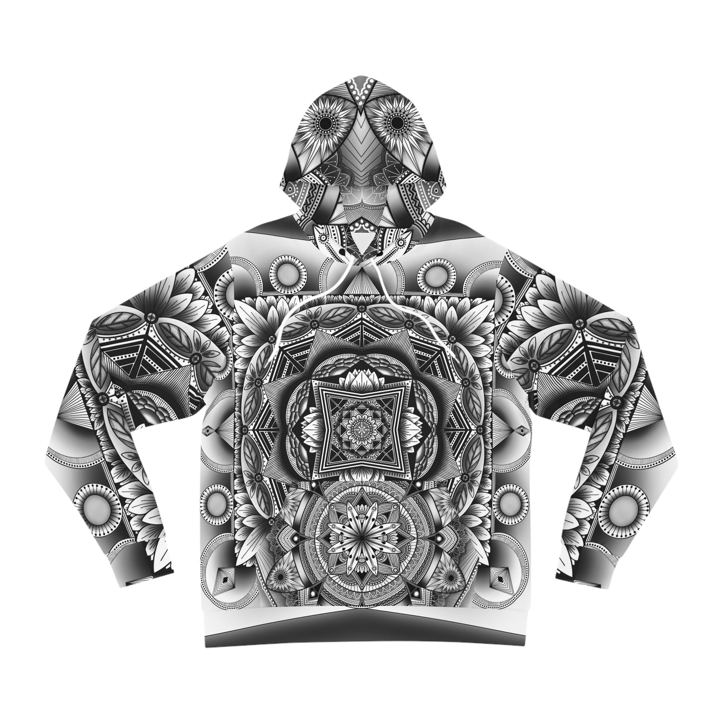 Mandala Fashion Hoodie, Hand-Drawn Black and White Artwork, Anndria Design, Boho Chic Sweatshirt, Unique Hooded Top, Trendy Pullover, Cozy