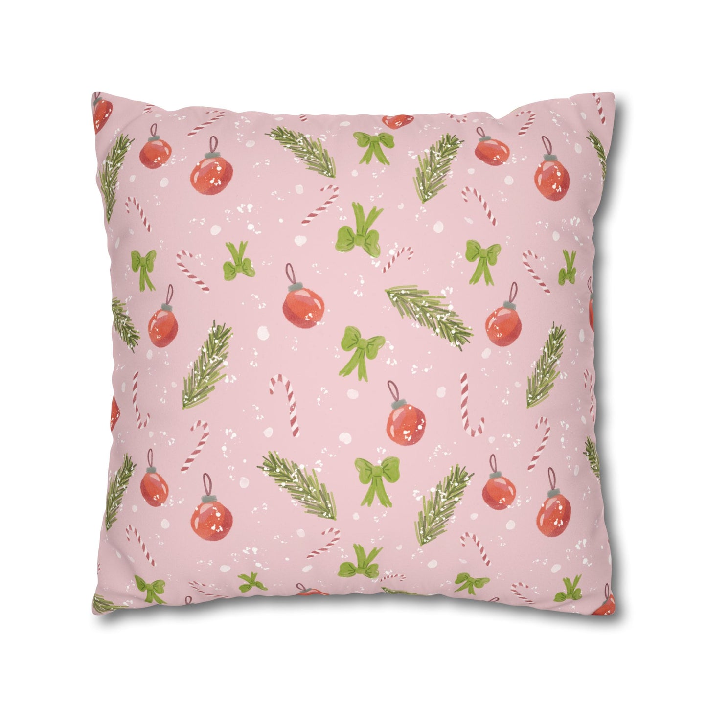 Pillowcase Watercolor Christmas Trim Pattern - Pink