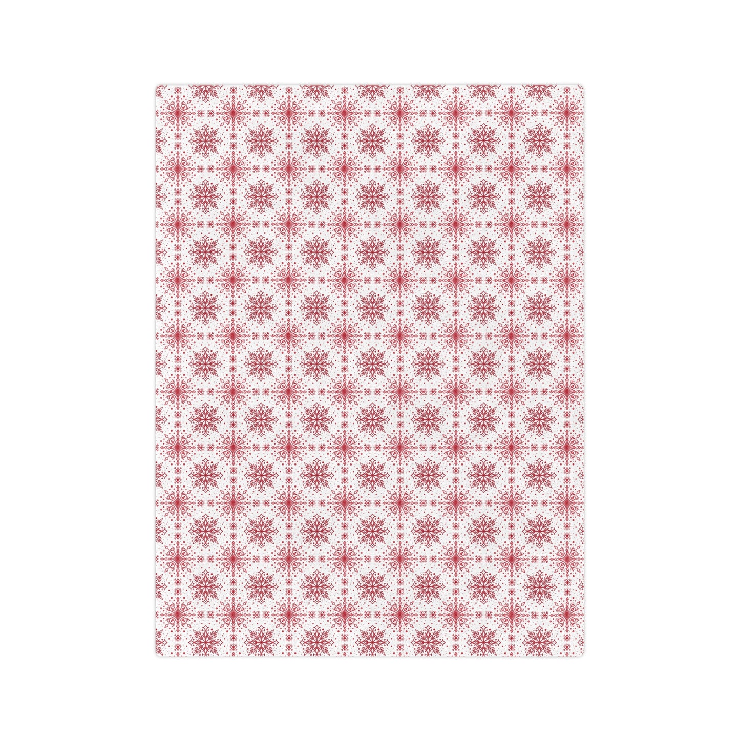 Velveteen Microfiber Blanket - Watercolor Snowflake Design by Anndria - Red and White