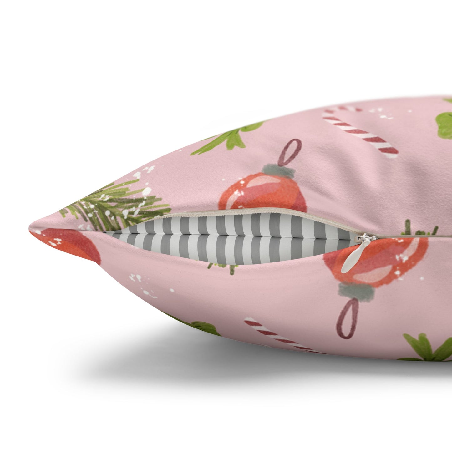 Pillowcase Watercolor Christmas Trim Pattern - Pink
