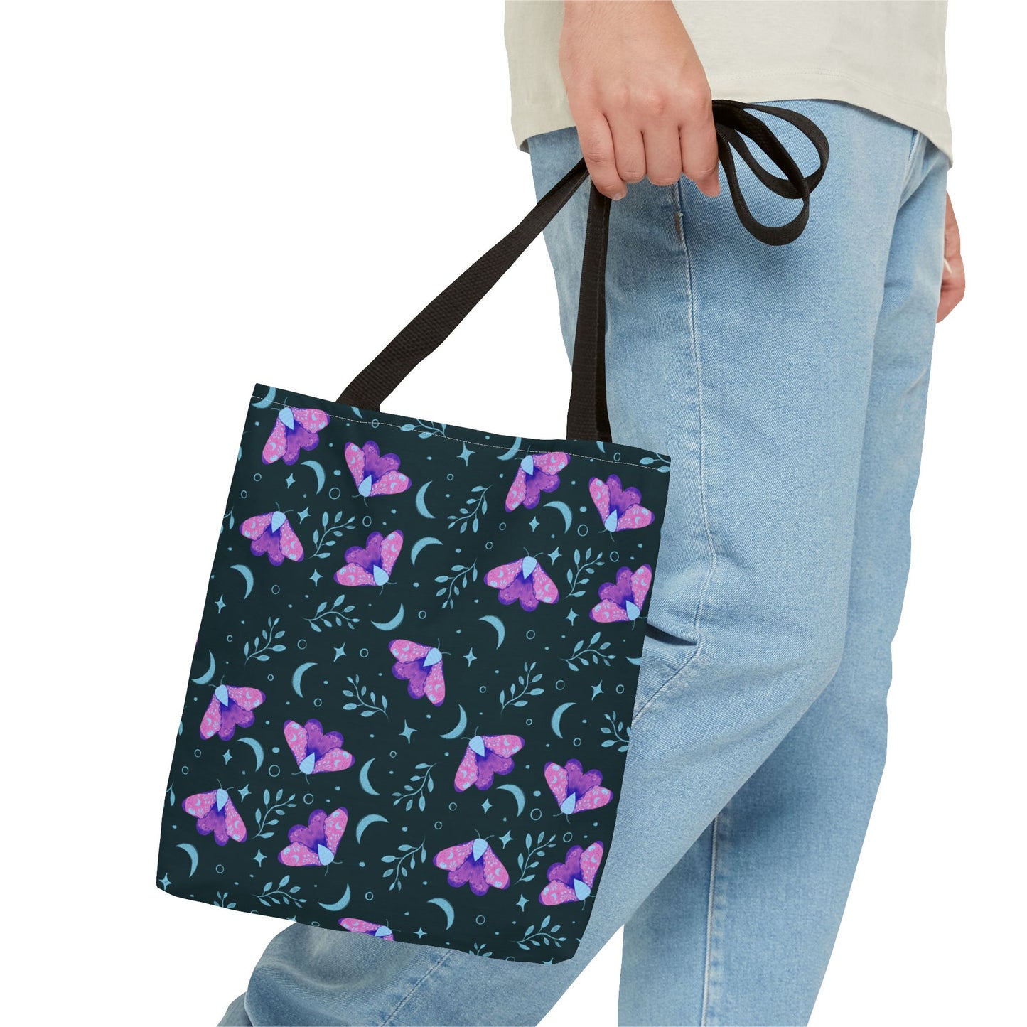 Moth Tote Bag Vibrant - Witchy Aesthetic Design by Anndria