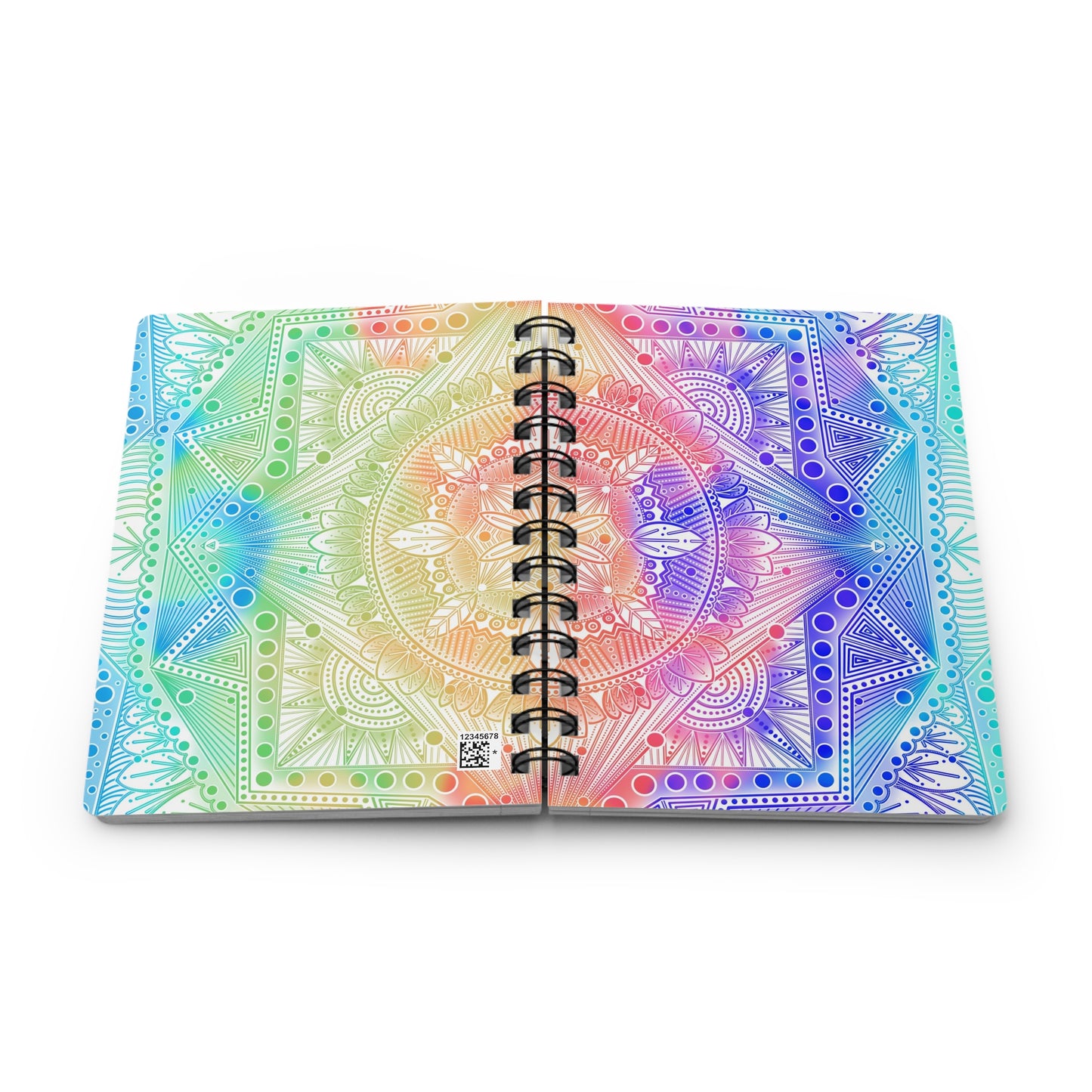 Spiral Bound Journal, Celestial Kaleidoscope Mandala Design, Artwork by Anndria, Notebook, Sketchbook, Diary, Writing Journal,