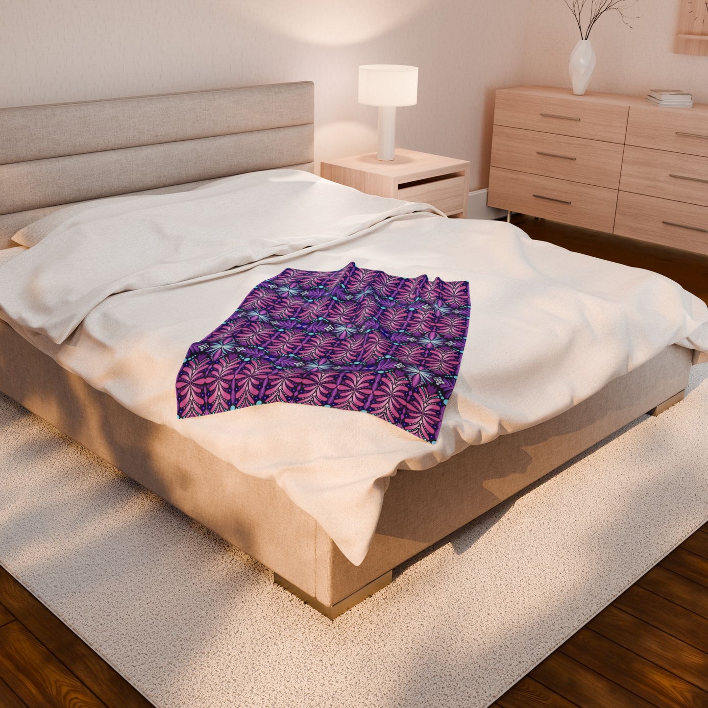 Vibrant Floral Velveteen Plush Blanket – Cozy Home Decor