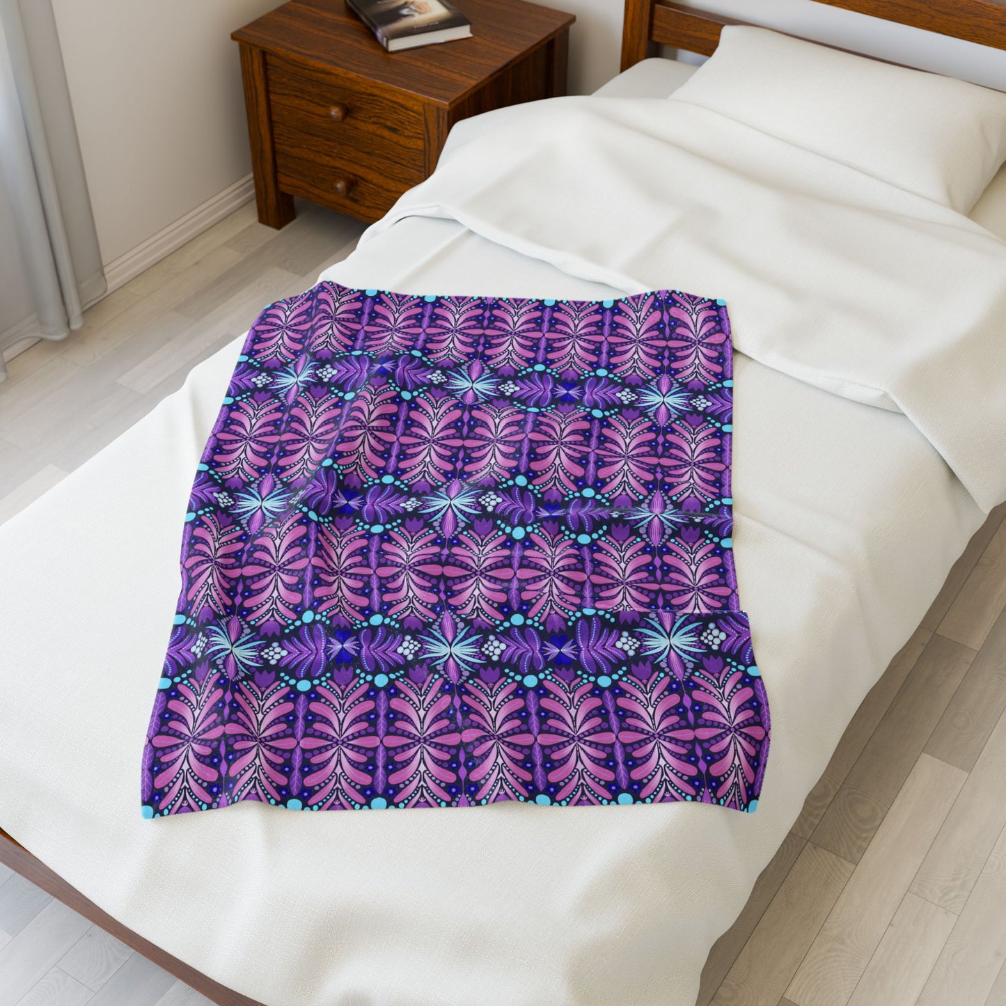 Vibrant Floral Velveteen Plush Blanket – Cozy Home Decor