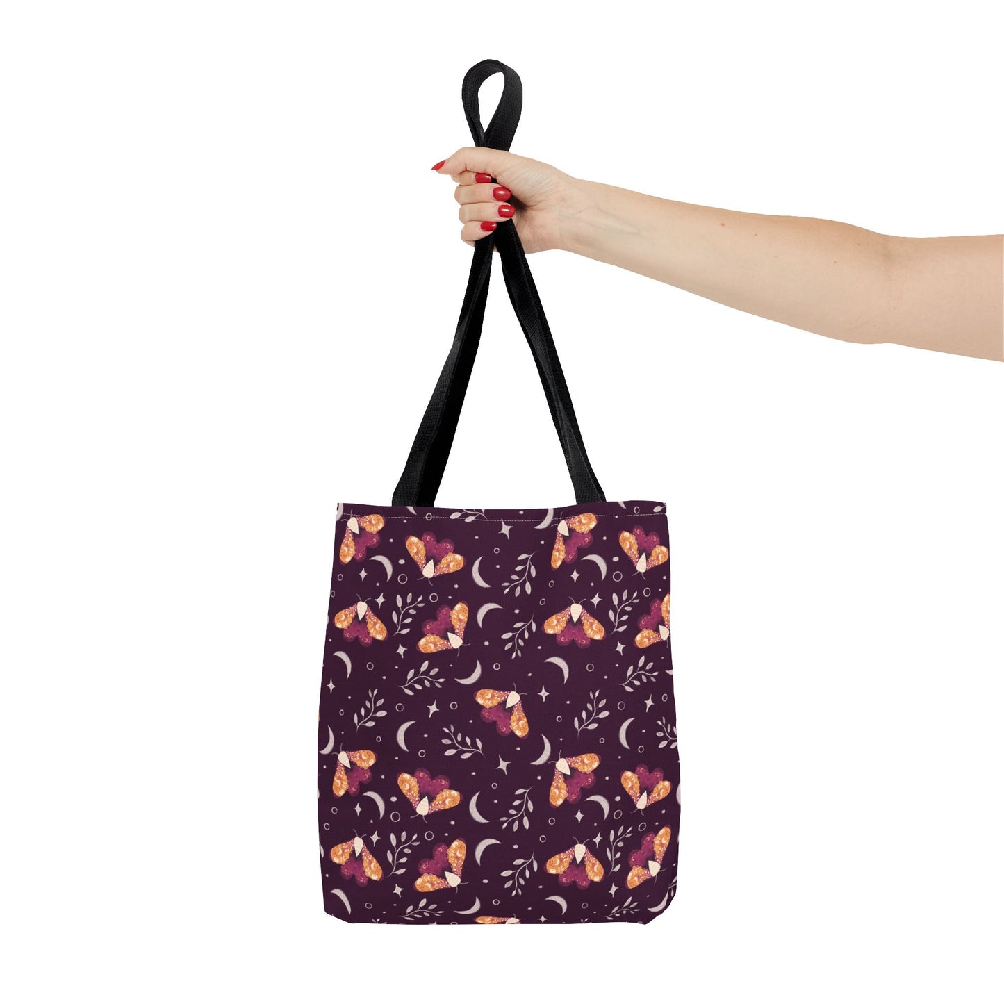 Moth Tote Bag Orange - Witchy Aesthetic Design by Anndria