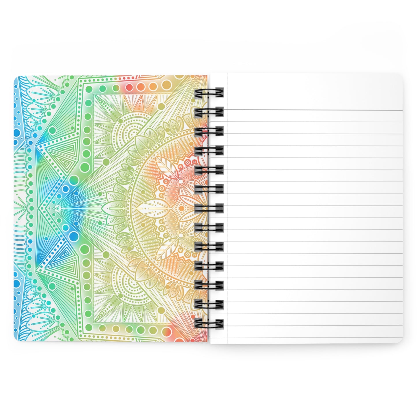 Spiral Bound Journal, Celestial Kaleidoscope Mandala Design, Artwork by Anndria, Notebook, Sketchbook, Diary, Writing Journal,
