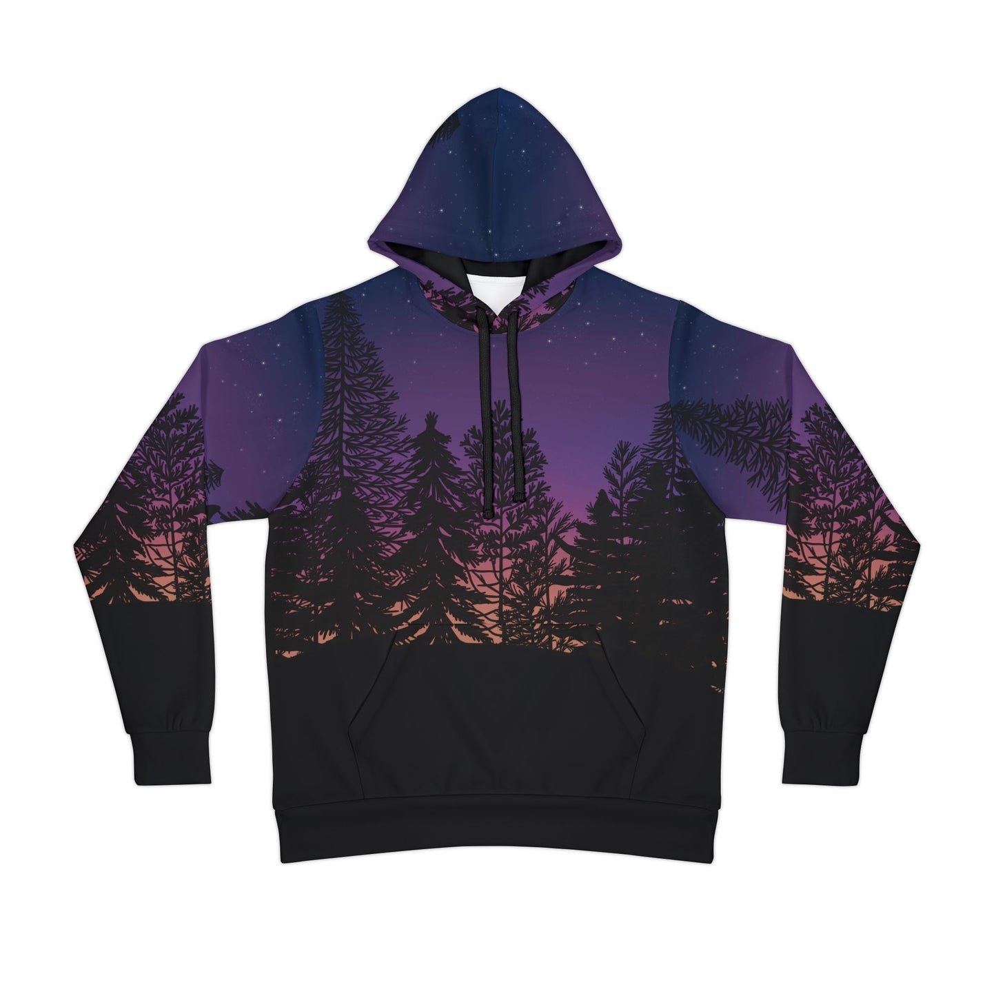 Starry Night Forest Athletic Hoodie - Outdoor Adventure Wear