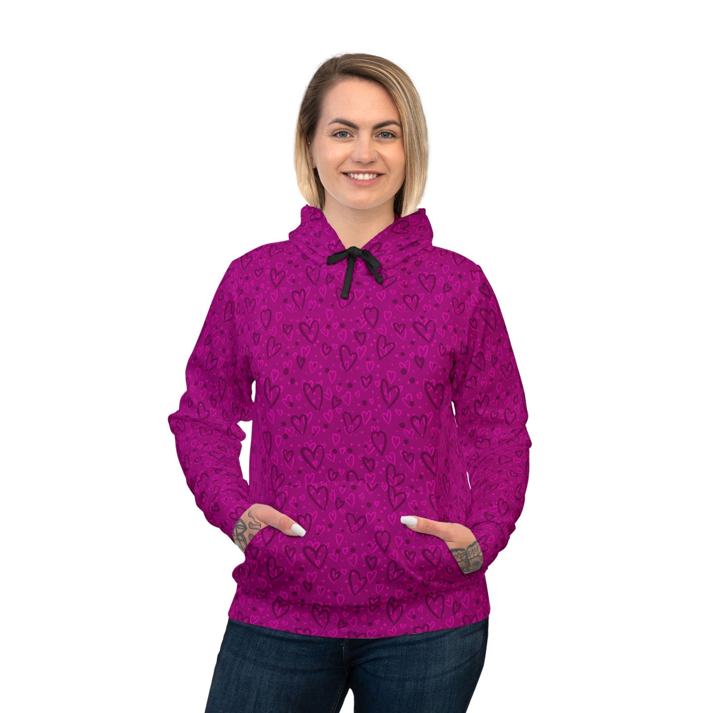 Pink Hearts Athletic Hoodie - Designed by Anndria