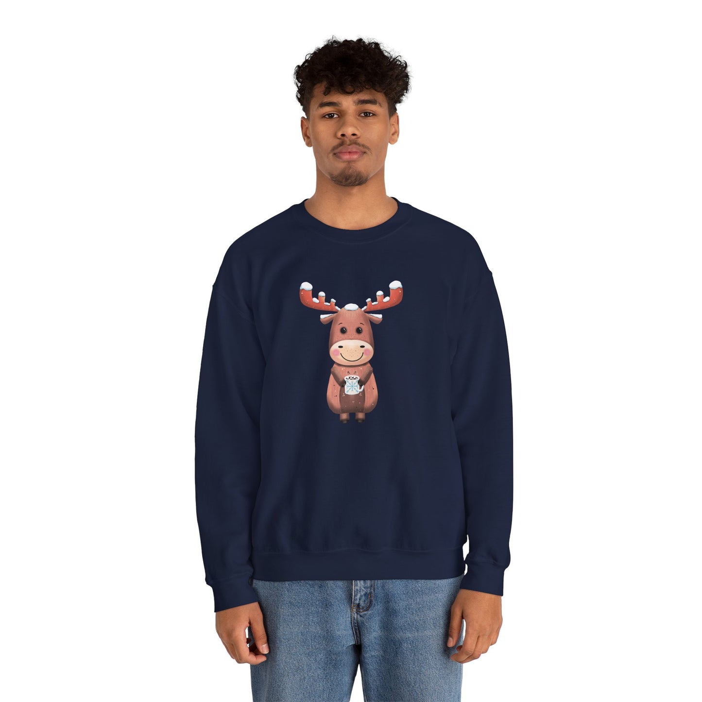 Moose Hot Chocolate Crewneck Sweatshirt by Anndria