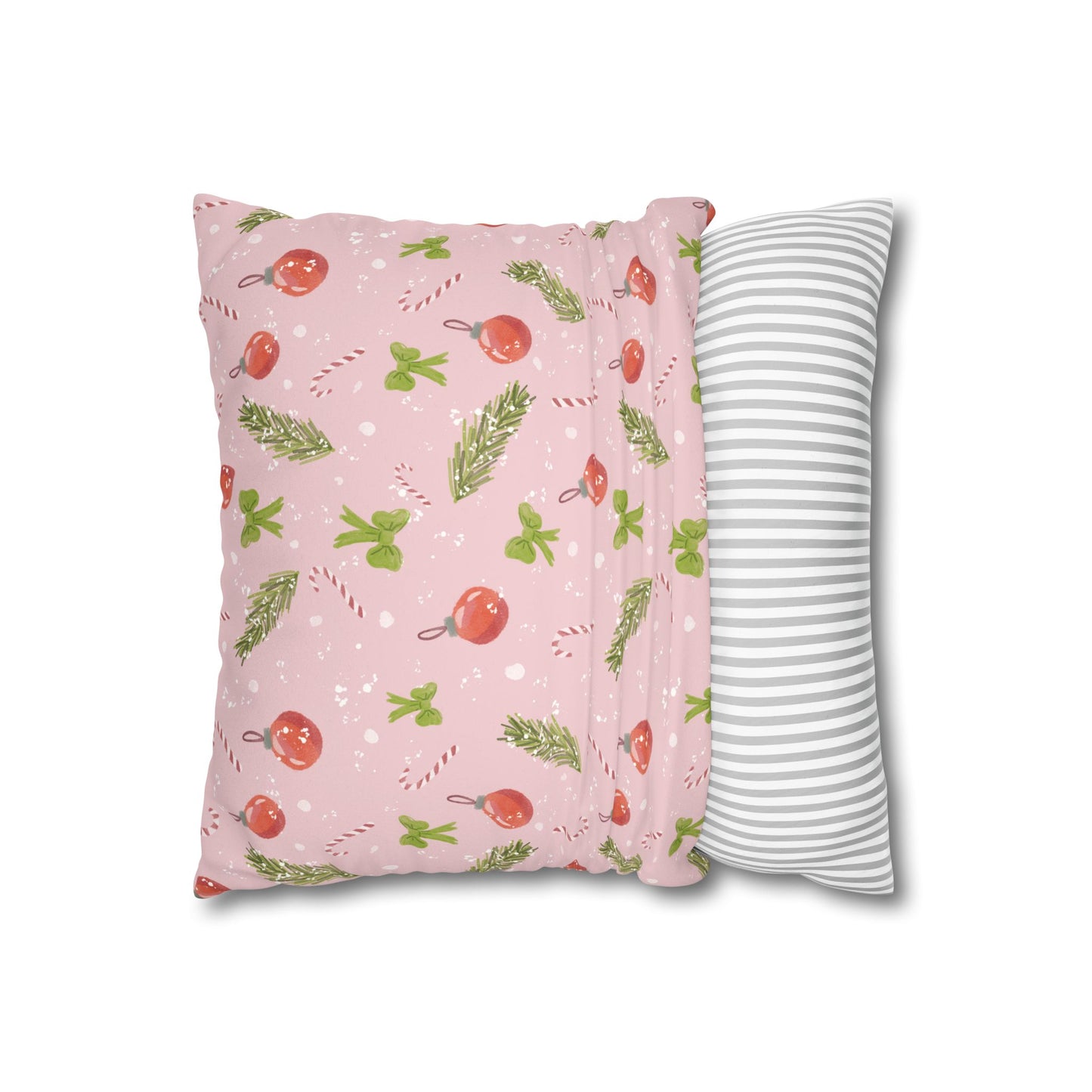 Pillowcase Watercolor Christmas Trim Pattern - Pink