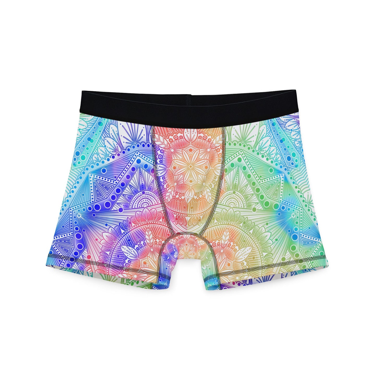 Mens Boxers, Rainbow Mandala Holographic Artwork, Underwear, Gift for Him, Unique Design, Lounge Wear