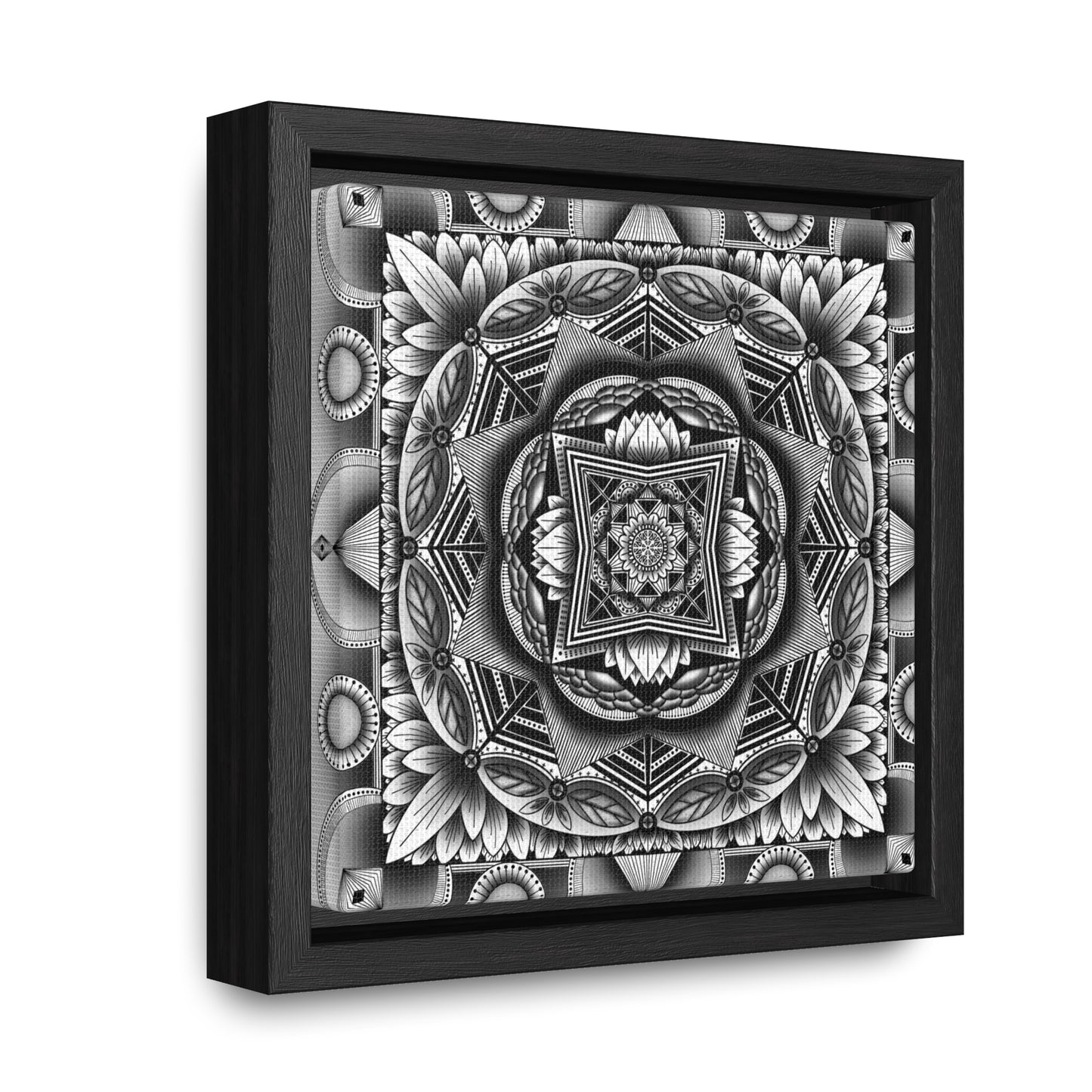Square Frame Canvas Print, Black and White Mandala Artwork by Anndria, Gallery Wall Decor, Minimalist Home Decoration, Zen Meditation Gift,